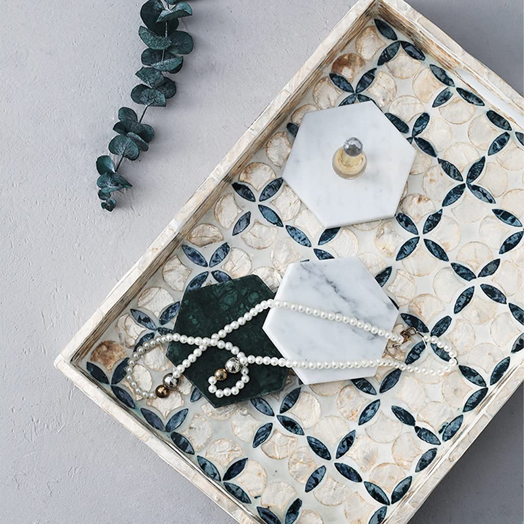 Stylish Wooden Serving Tray - Rectangular Tea Tray & Jewelry Organizer | Decorative Vanity Dresser Tray for Perfume Storage | Entryway, Living Room & Bedroom Decor | Perfect for Home Organization & Gift Giving