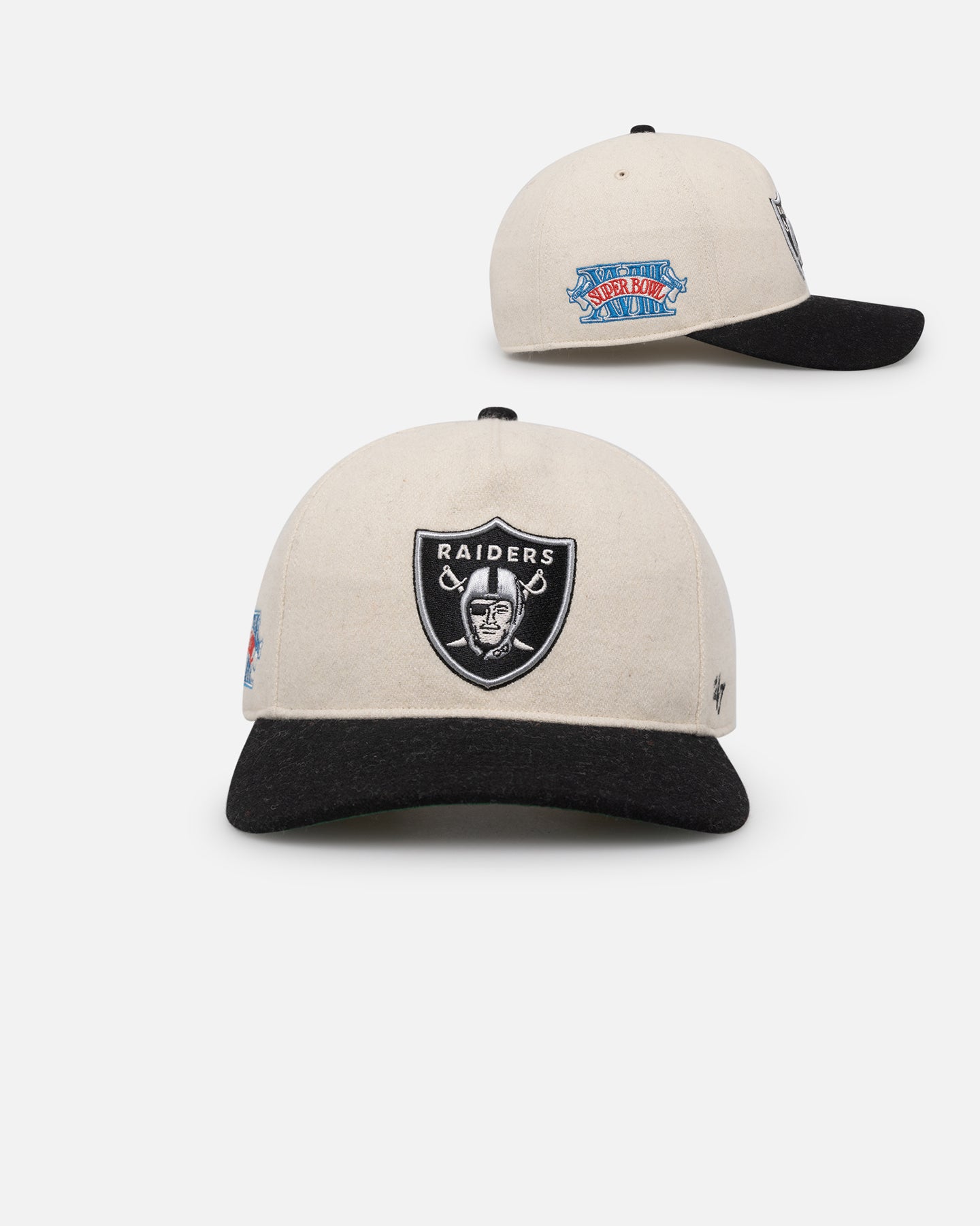 47 Brand Las Vegas Raiders Legacy Wooly Sure Shot Snapback Hat - Natural/Black - Official NFL Licensed Adjustable Baseball Cap for Men & Women - Perfect for Game Day, Tailgating & Sports Fans
