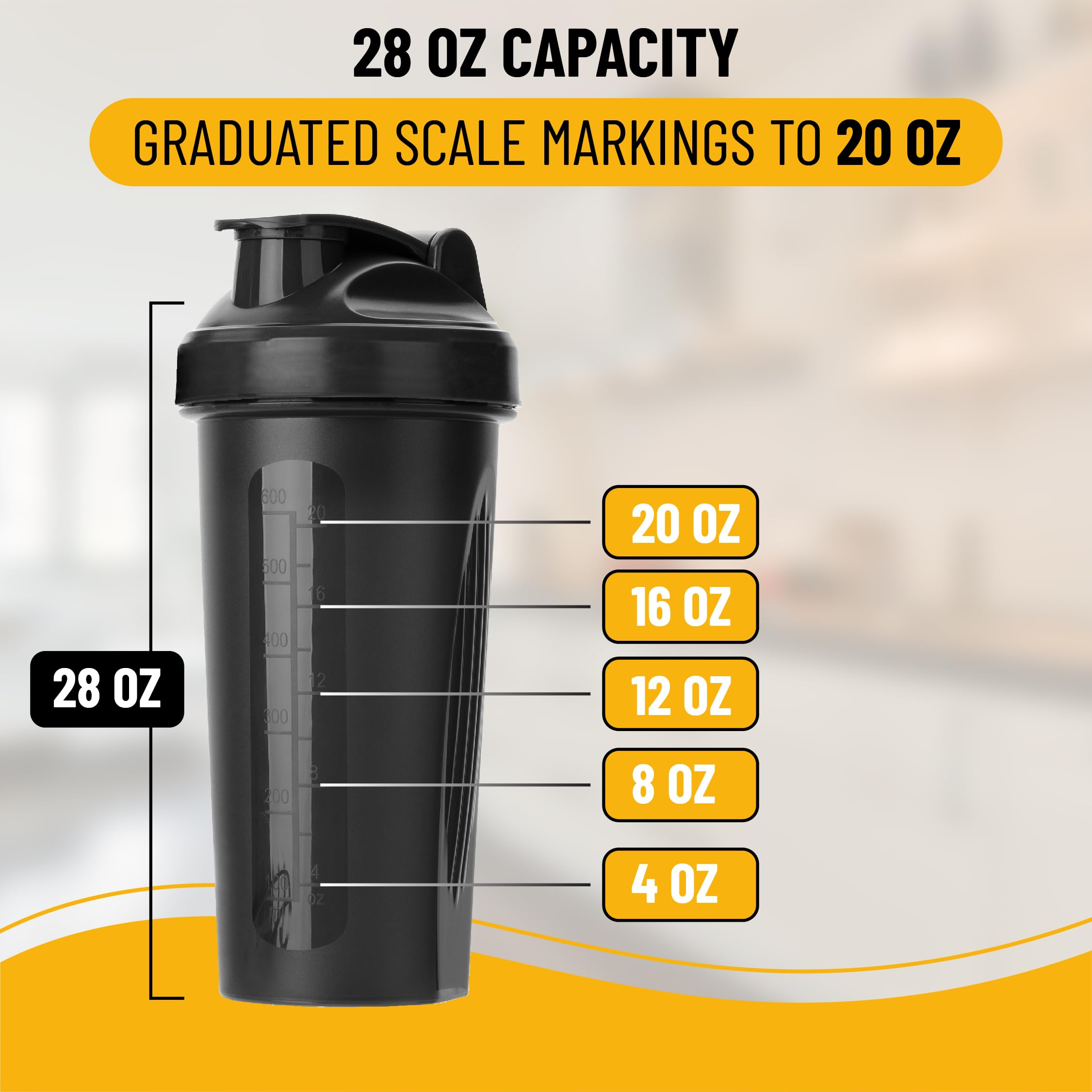 Mr. Pen 28 oz Protein Shaker Bottle with Wire Whisk Ball - Leak-Proof Mixing Cup for Protein Powder, Pre-Workout & Smoothies - Perfect for Gym, Fitness & Post-Workout Recovery