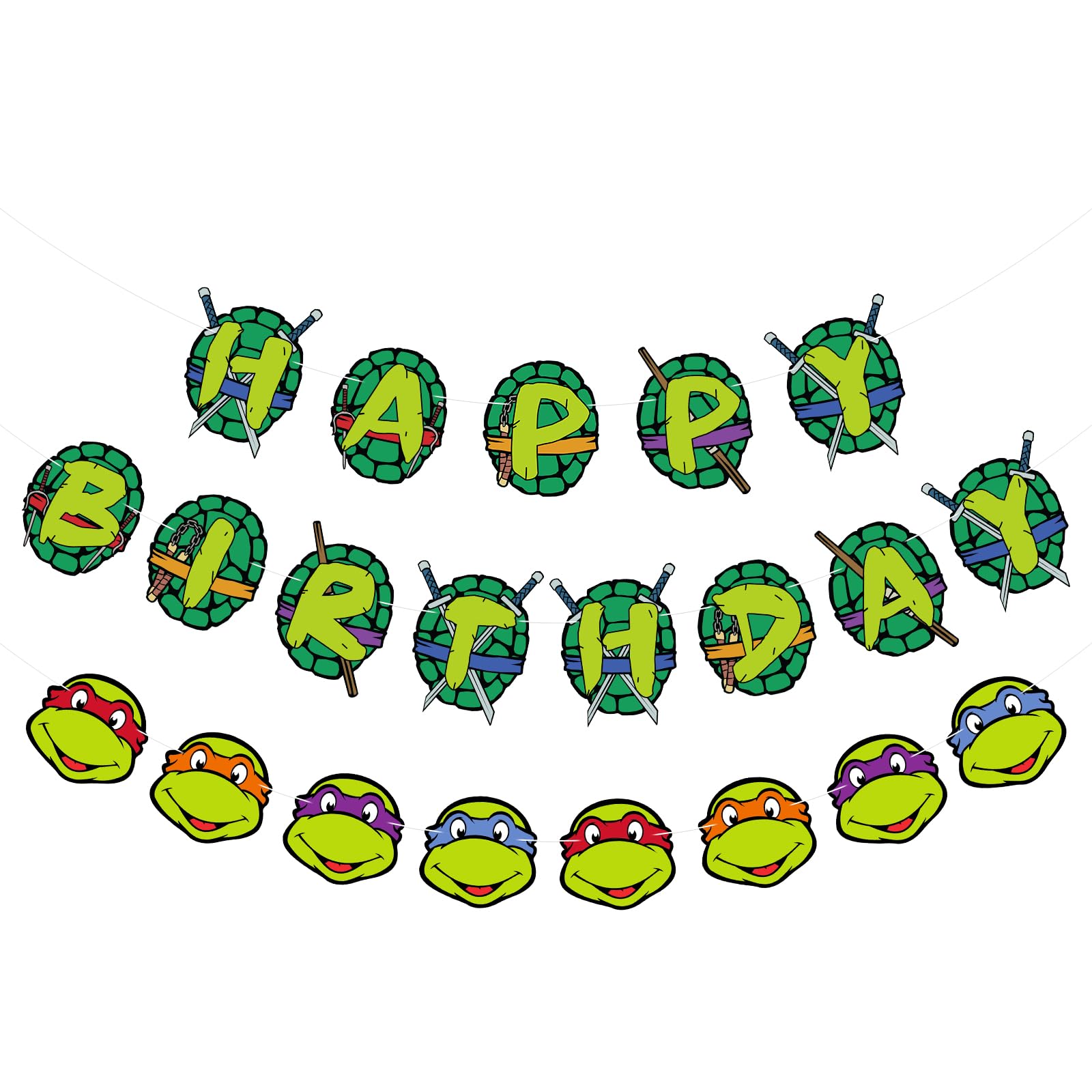 Happy Birthday Turtle Banner - Cartoon Turtle Party Decorations for Kids Birthday Party Supplies - Perfect for Turtle Themed Birthday, Baby Shower & Classroom Decorations