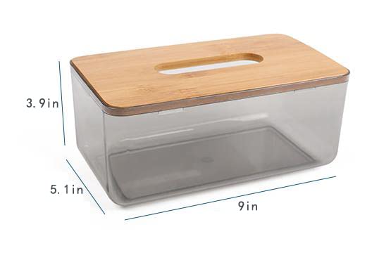 Modern Transparent Bamboo Tissue Box Cover - Minimalist Rectangular Tissue Holder for Bathroom, Bedroom & Living Room | Durable & Stylish Home Decor for Daily Use