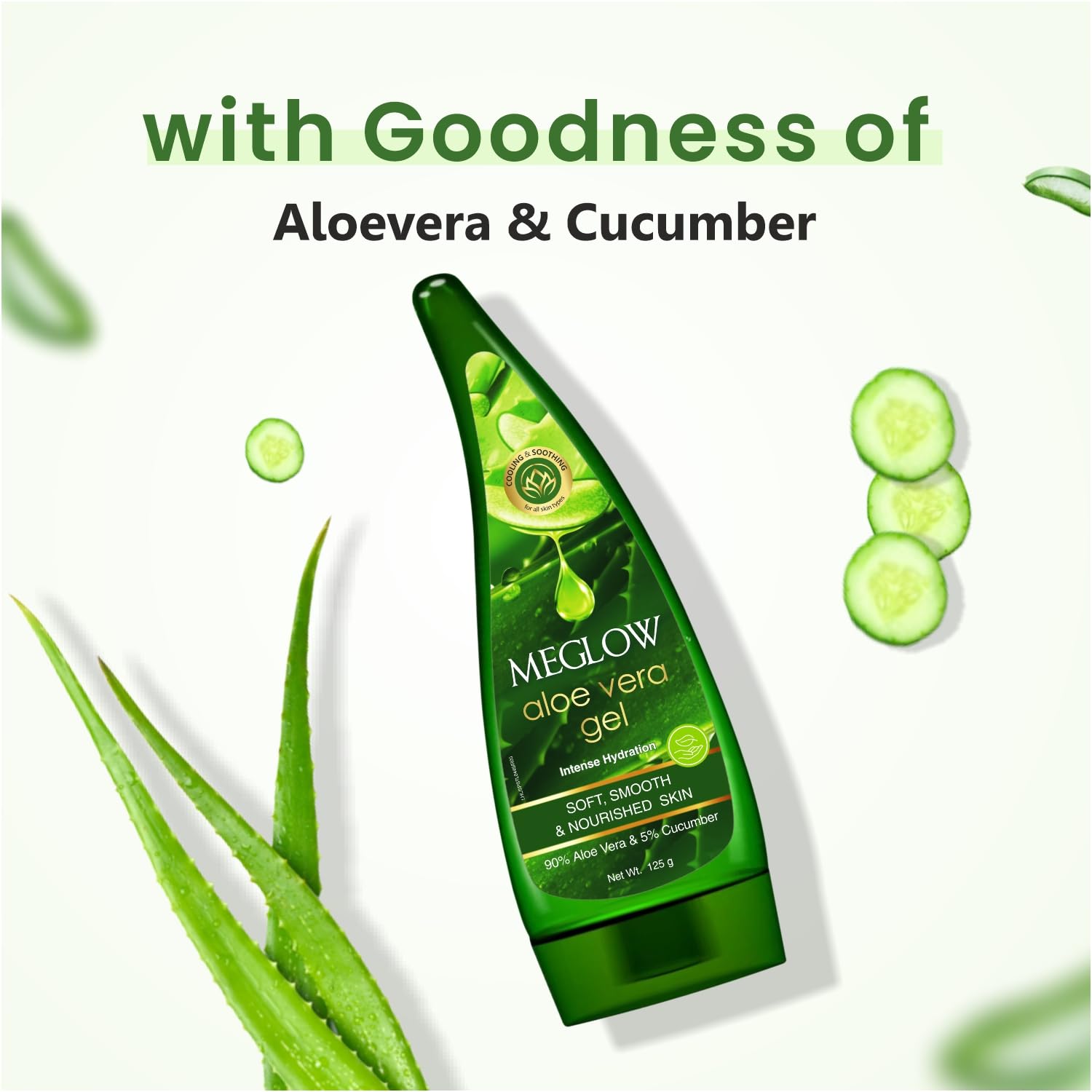 Meglow Skincare Combo Pack - 2x Aloe Vera Gel (125ml Each) with Aloe Vera & Cucumber Extracts + Vitamin E Fairness Cream (50g) for Women | Paraben Free, Nourishing & Soothing | Perfect for Daily Skincare Routine & Sunburn Relief