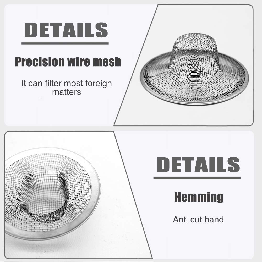 Stainless Steel Shower & Sink Drain Hair Catcher - 2 Pack (3.54 Inch) by Lechay | Bathroom Tub Drain Protector for Hair Clog Prevention | Perfect for Showers, Bathtubs, and Sink Drains