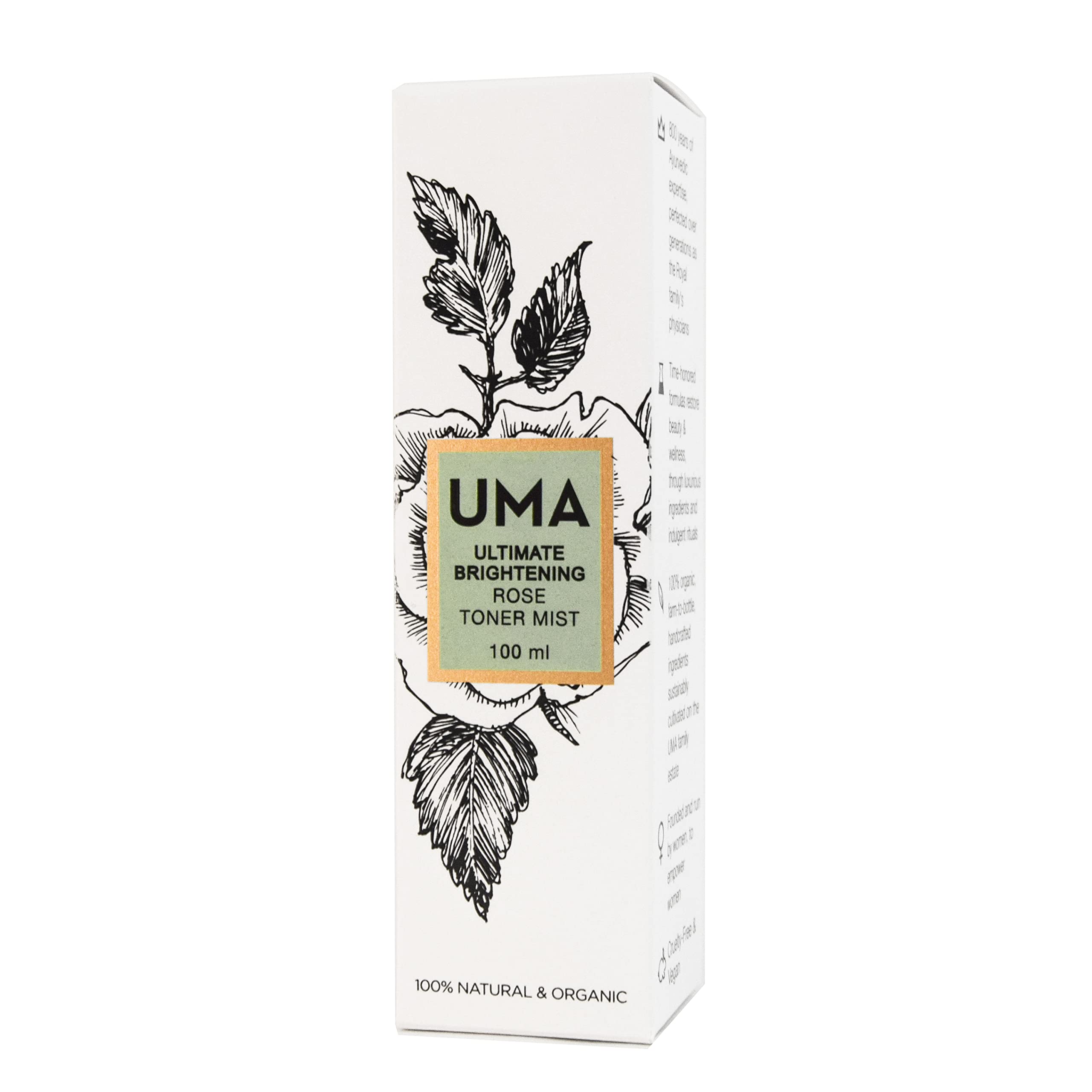 UMA Ultimate Brightening Rose Toner Mist - Hydrating Facial Spray for Glowing Skin | Perfect for Morning Routine, Travel & Post-Workout Refreshment
