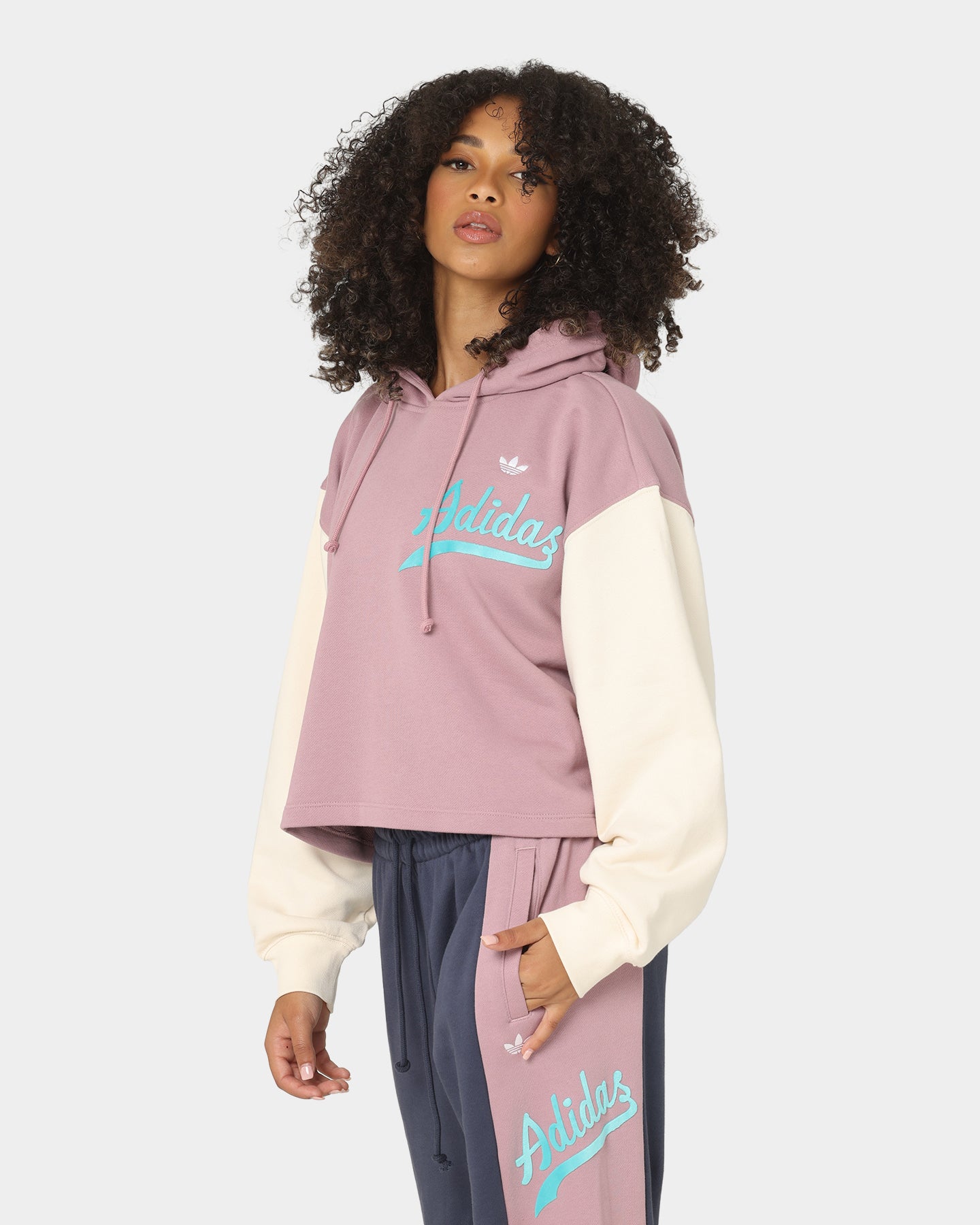 Adidas Women's Modern Basketball Hoodie - Magic Mauve/Wonder White - Stylish & Comfortable for Casual Wear, Gym & Outdoor Activities