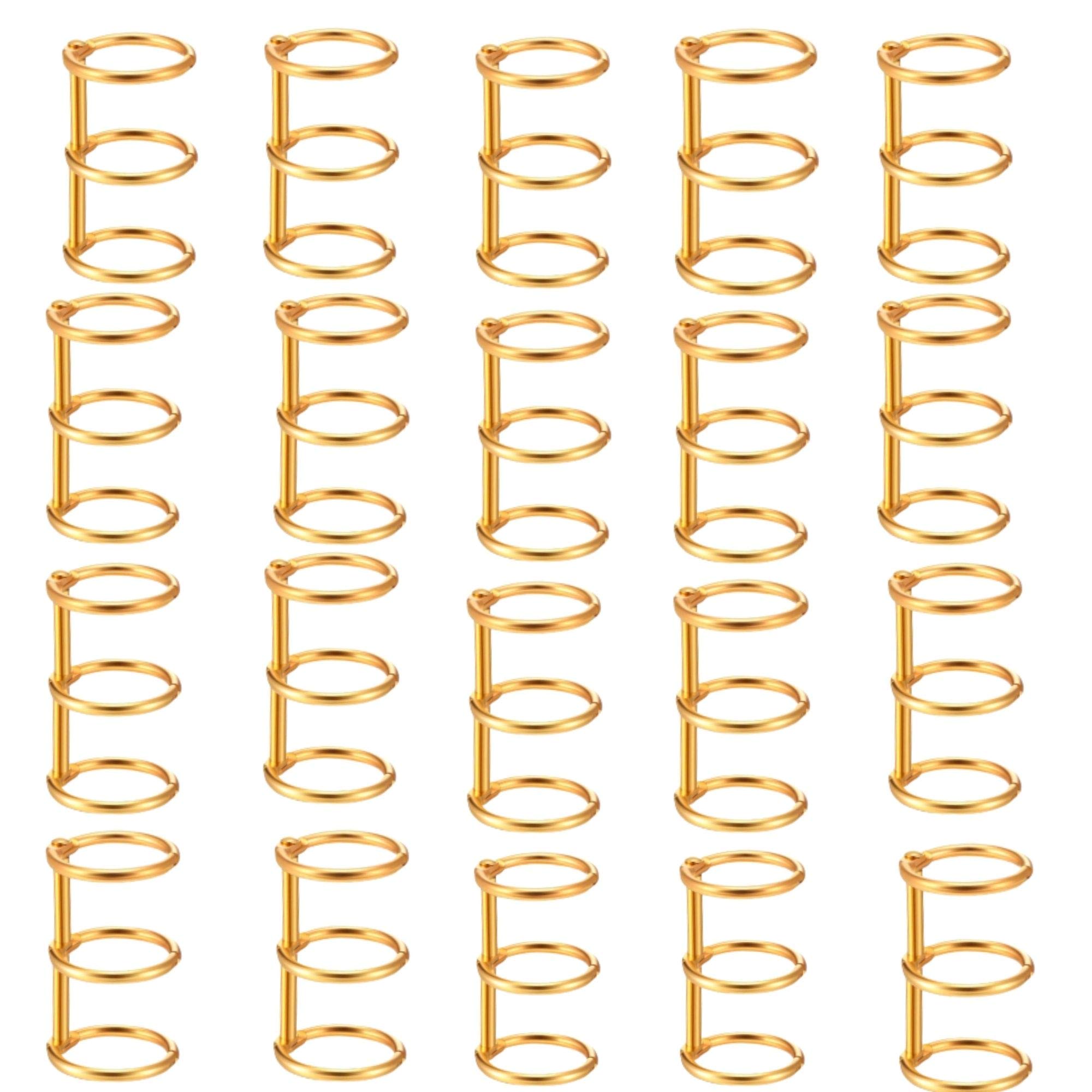 Performore 3-Hole Gold Loose Leaf Binder Rings - 3/4