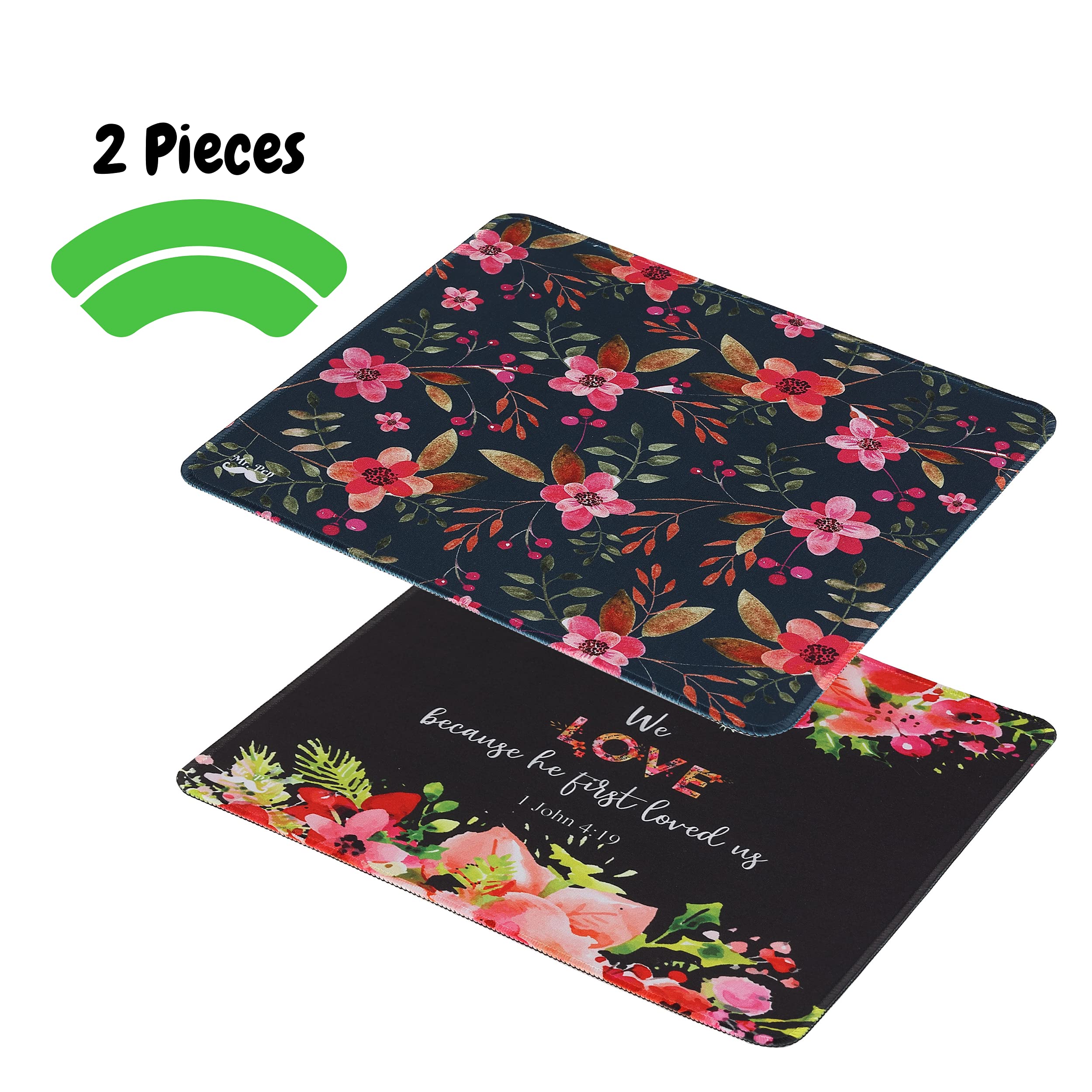Mr. Pen Floral Mouse Pad Set of 2 - Non-Slip Office Desk Pad with Cute Flower Design for Computer, Laptop & Bible Study - Perfect for Home Office, Gaming & Workspace Accessories
