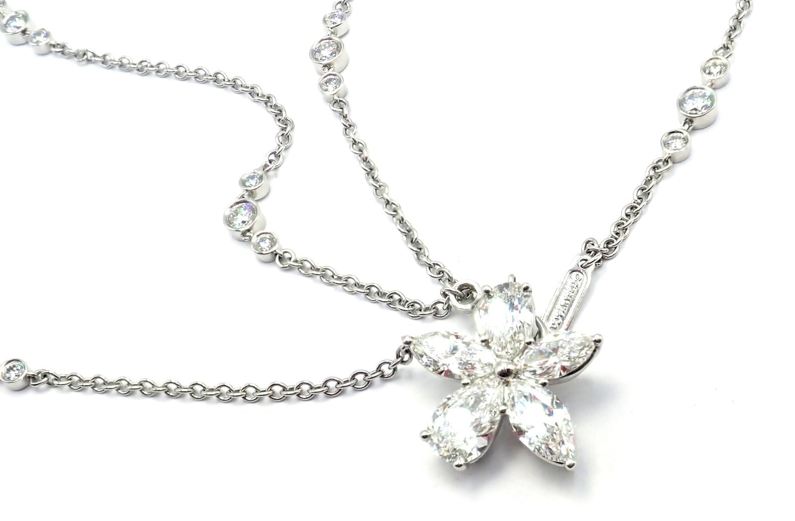 Authentic Tiffany & Co Victoria Platinum Diamond Mixed Cluster Pendant Necklace | Luxury Jewelry Gift for Women | Perfect for Weddings, Anniversaries & Special Occasions