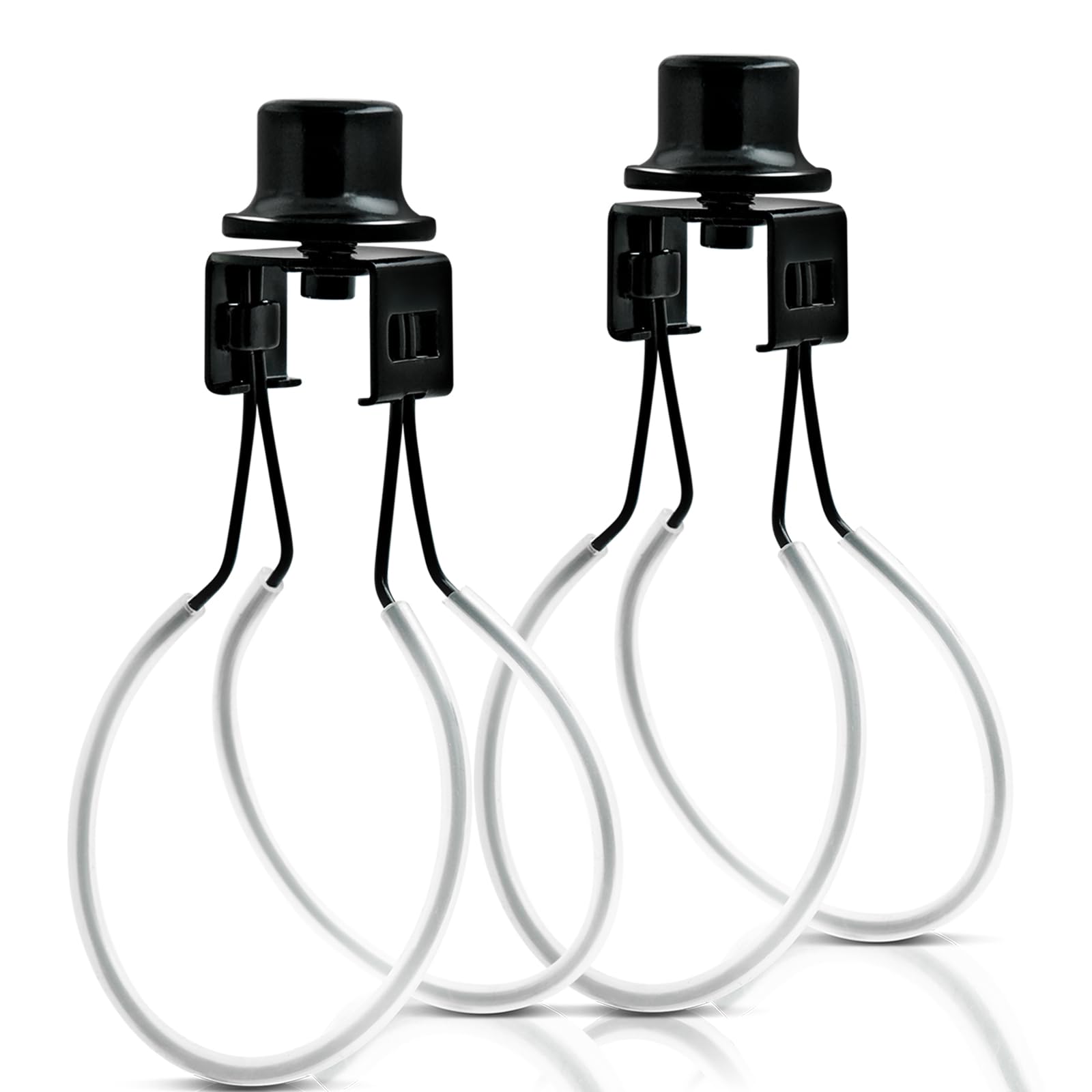 Black Clip-On Lampshade Adapter with Finial & Levellers - 2 Pack | Secure Lamp Shade Holder for Table & Floor Lamps | Perfect for Living Room, Bedroom & Office Lighting Decor