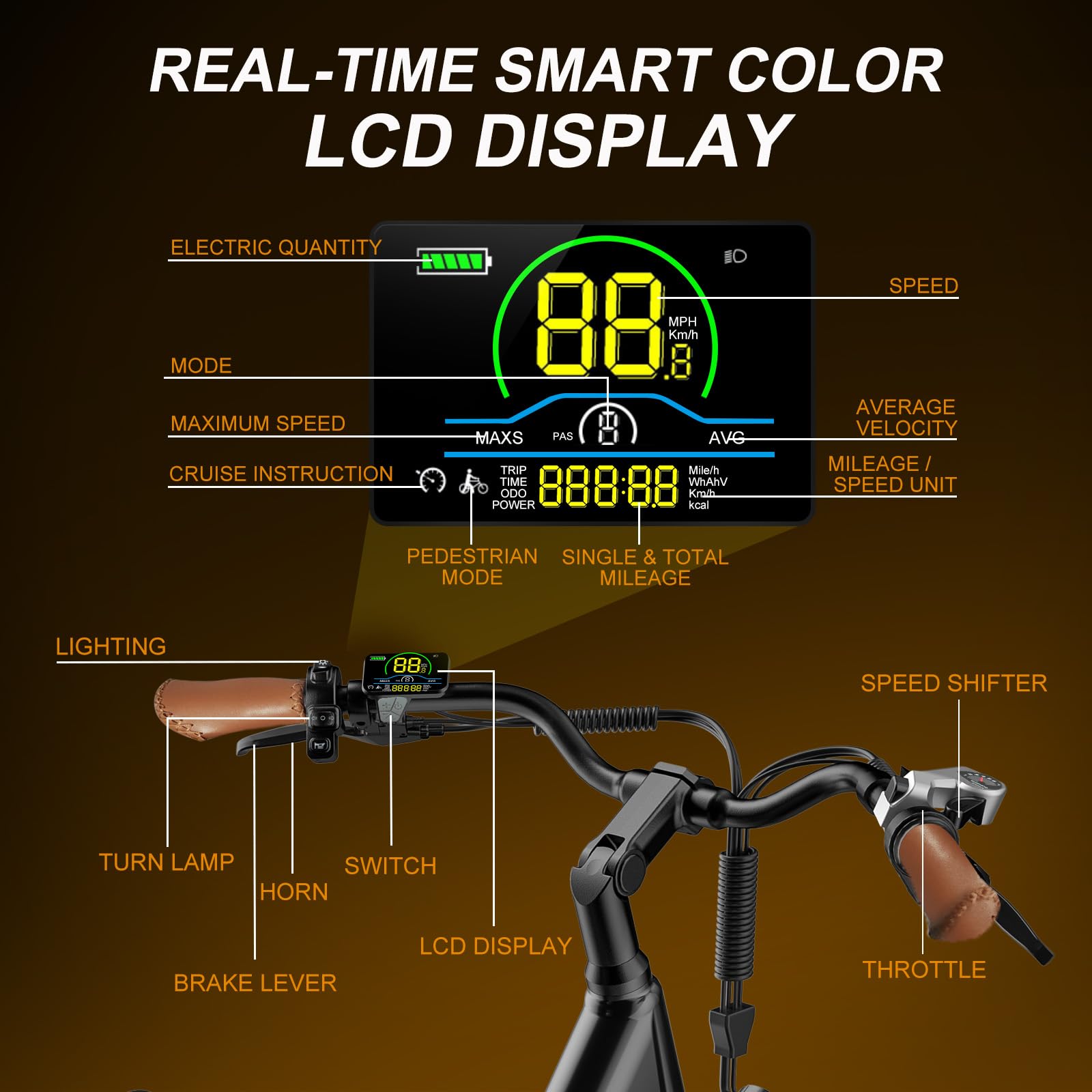 V80 1000W Electric Bike for Adults - 28MPH 48V 13Ah Removable Battery E-Bike - 26