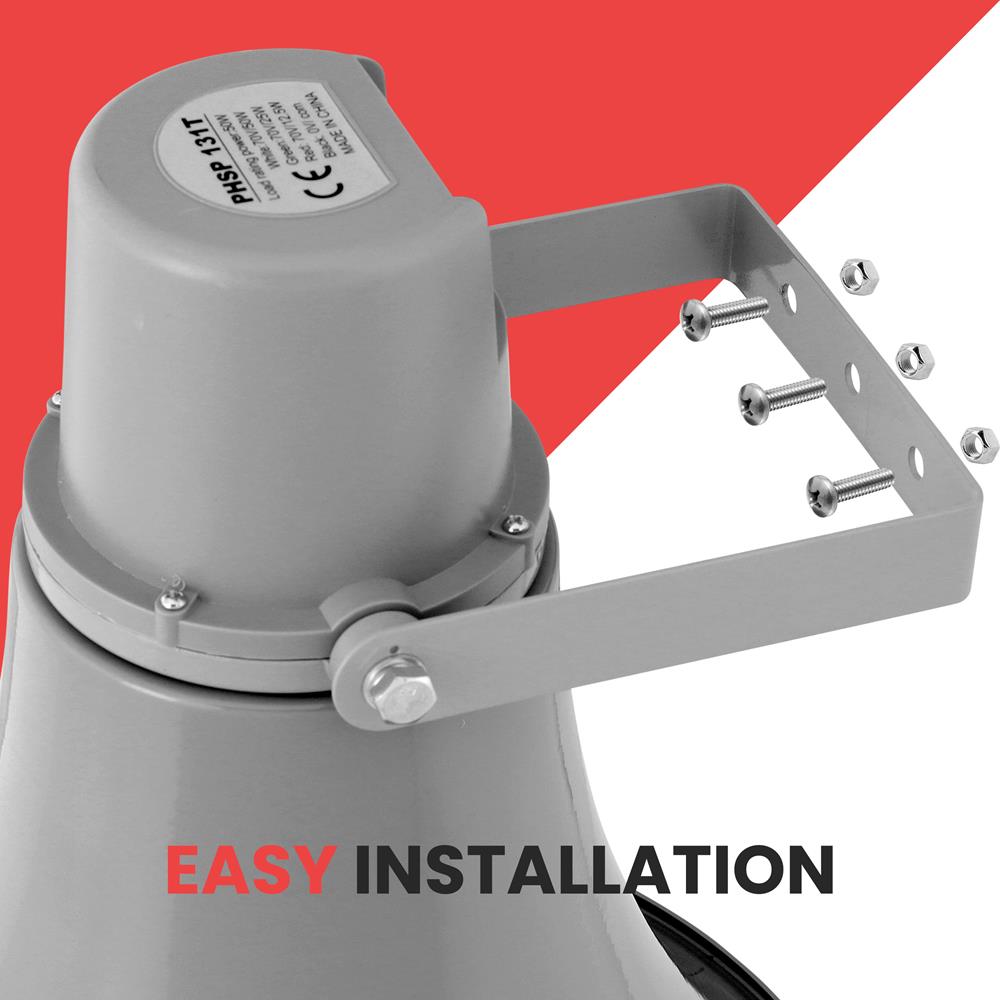 13.5'' Indoor Outdoor PA Horn Speaker - High Power Weatherproof Loudspeaker for Public Address, School, Church & Stadium Announcements