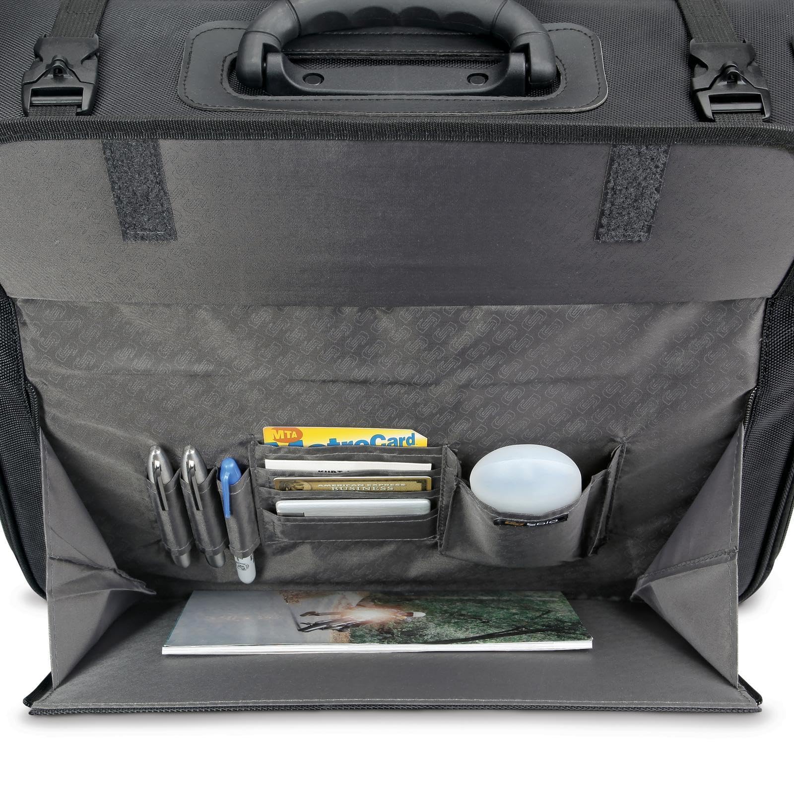 Solo Morgan Rolling Hard Side Catalog and Laptop Case - Black | Durable Business Travel & Office Organizer for Documents, Files & 17