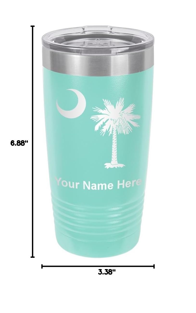 LaserGram 20oz Vacuum Insulated Stainless Steel Tumbler with South Carolina Flag Design - Custom Engraved Travel Mug for Hot & Cold Drinks - Perfect for Office, Gym, Hiking and Outdoor Adventures (Teal)