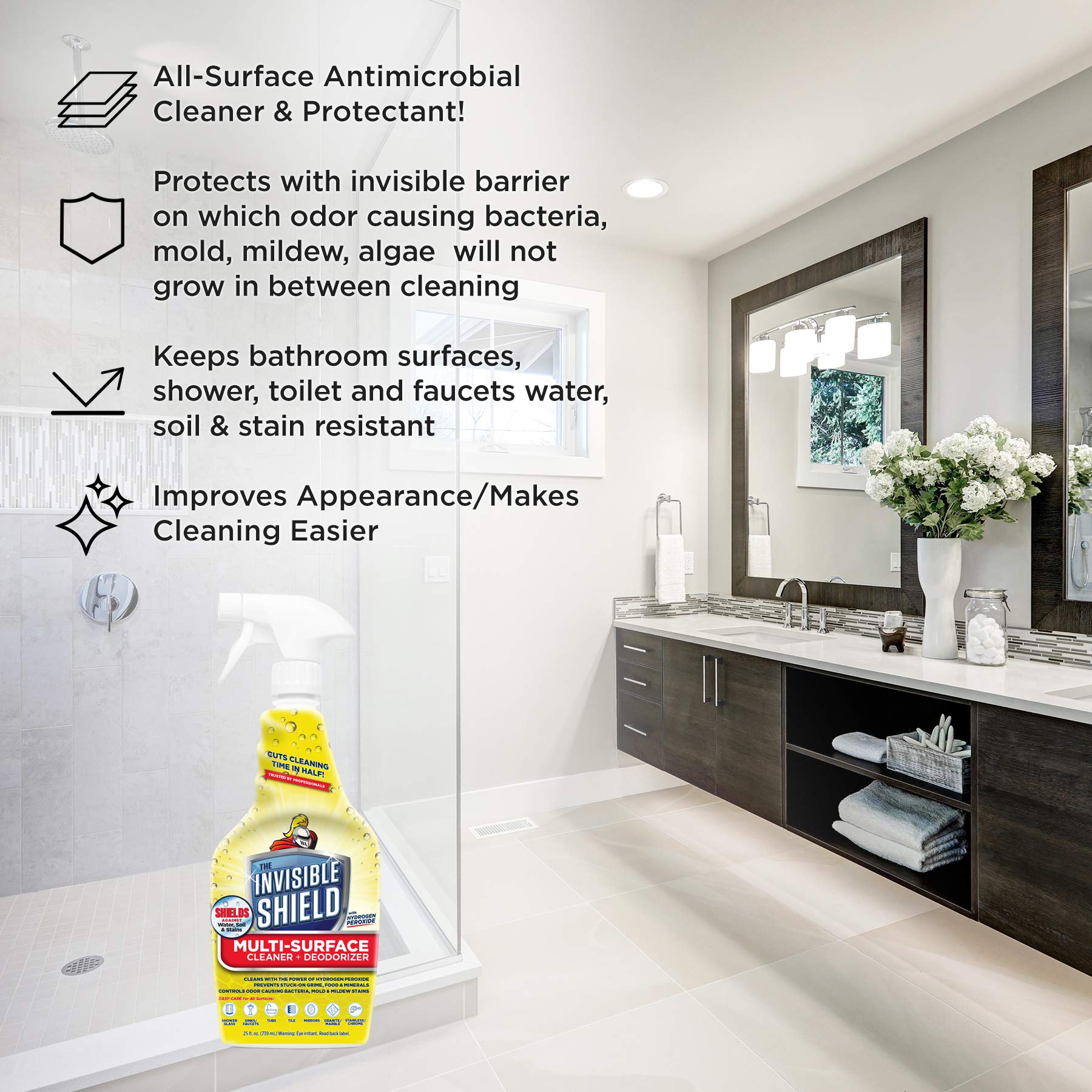 UNELKO Clean-X Invisible Shield Multi-Surface Cleaner & Deodorizer with Hydrogen Peroxide - 32 fl oz - Safe for All Surfaces - Perfect for Kitchen, Bathroom, Floors & High-Touch Areas