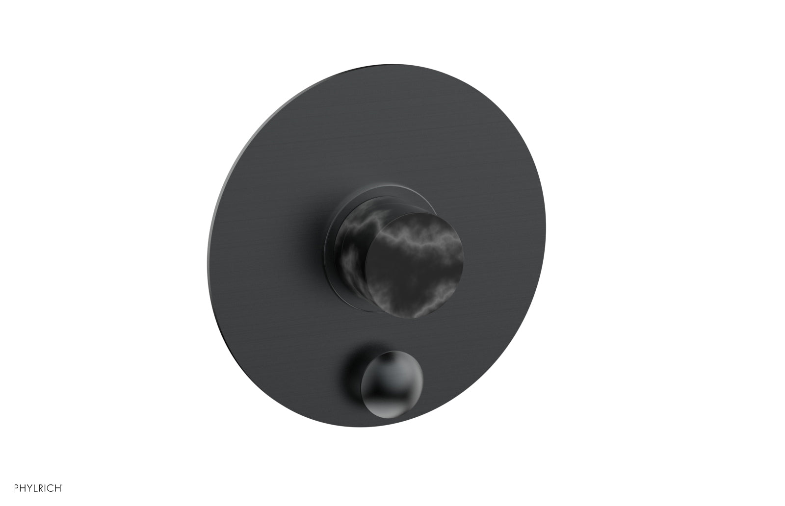 Premium Black Marble Pressure Balance Shower Trim Set with Diverter & Handle - BASIC II Shower Plate for Modern Bathrooms | Perfect for Spa-Like Showers & Luxury Home Renovations