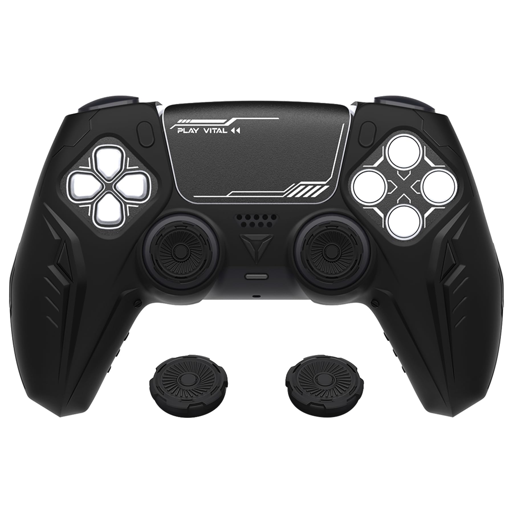 PlayVital PS5 Controller Cover - Anti-Slip Silicone Grip with Thumbstick Caps & Touchpad Protector, Compatible with Charging Dock for Gaming Comfort