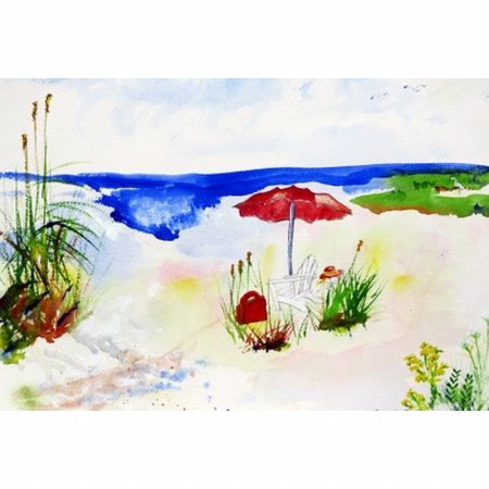 Red Beach Umbrella Door Mat - Small Non-Slip Outdoor Entryway Rug for Patio, Deck & Poolside - Perfect for Summer, Vacation Homes & Coastal Decor