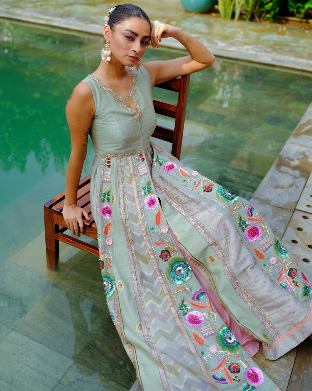Stylish Aqua Blue Anarkali Jacket Set for Women - Elegant Ethnic Outfit for Parties, Weddings & Festive Occasions