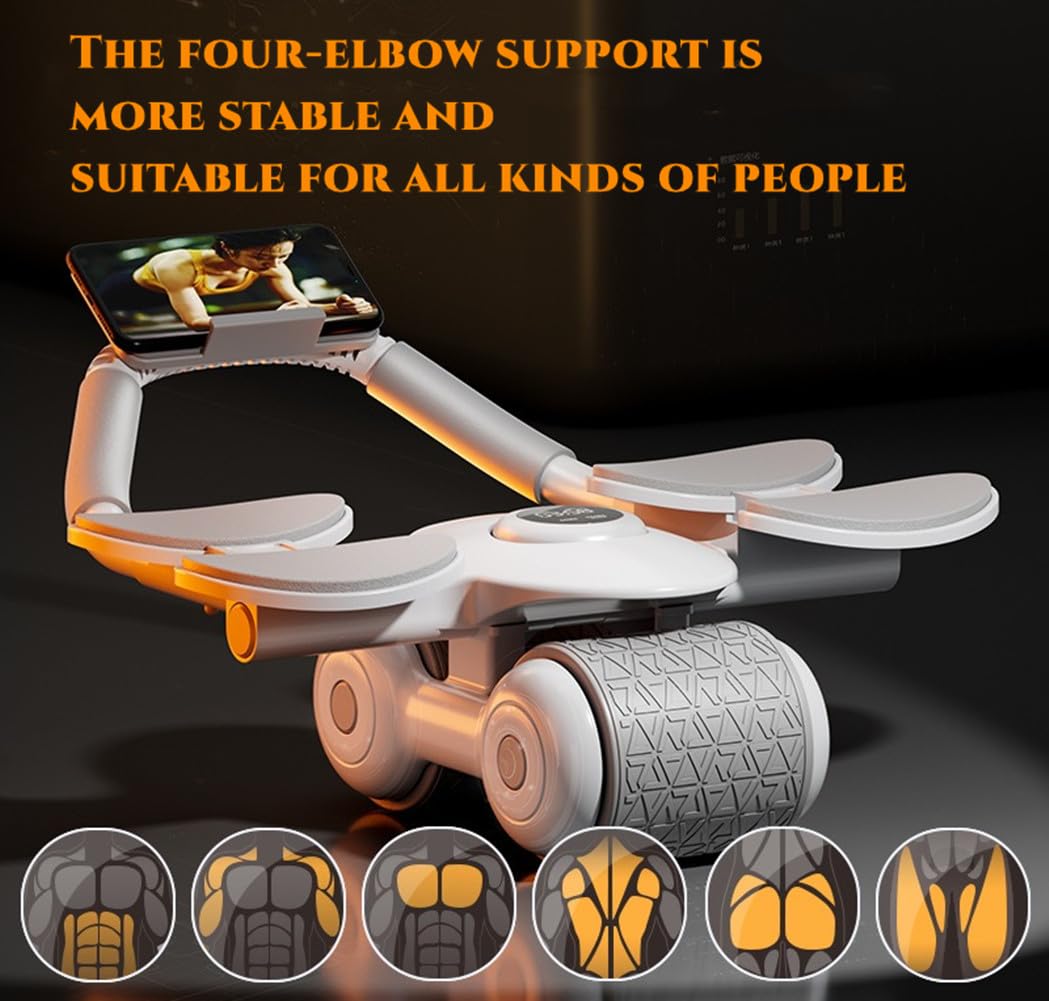 Automatic Rebound Ab Roller Wheel with Knee Mat - Core & Ab Workout Equipment for Home Gym - Smooth Rebound Exercise Tool for Abs, Arms & Elbows - Perfect for Home Fitness & Strength Training