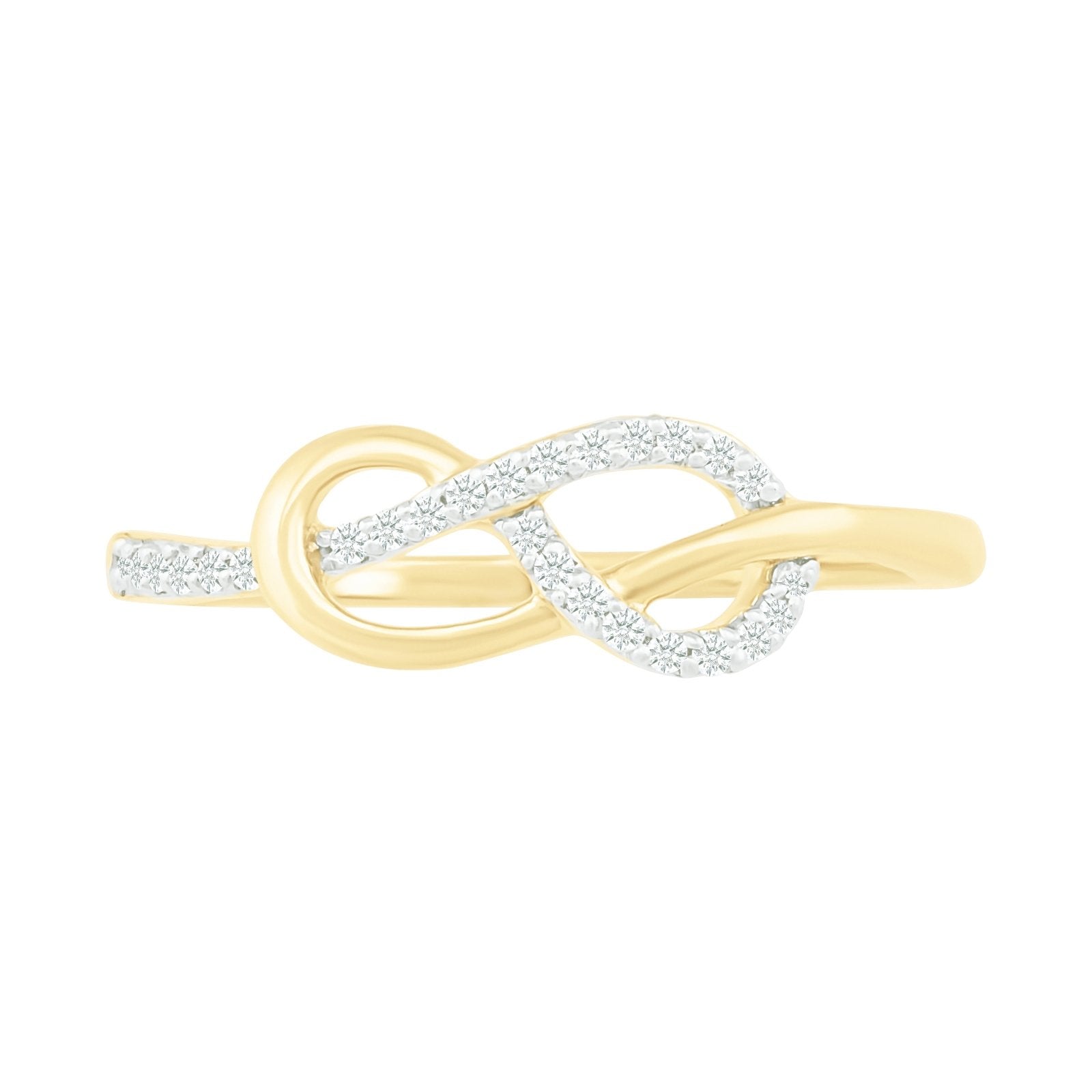 10k Yellow Gold Interlocking Diamond Infinity Ring for Women - Elegant Stackable Wedding Band, Anniversary & Promise Ring for Everyday Wear