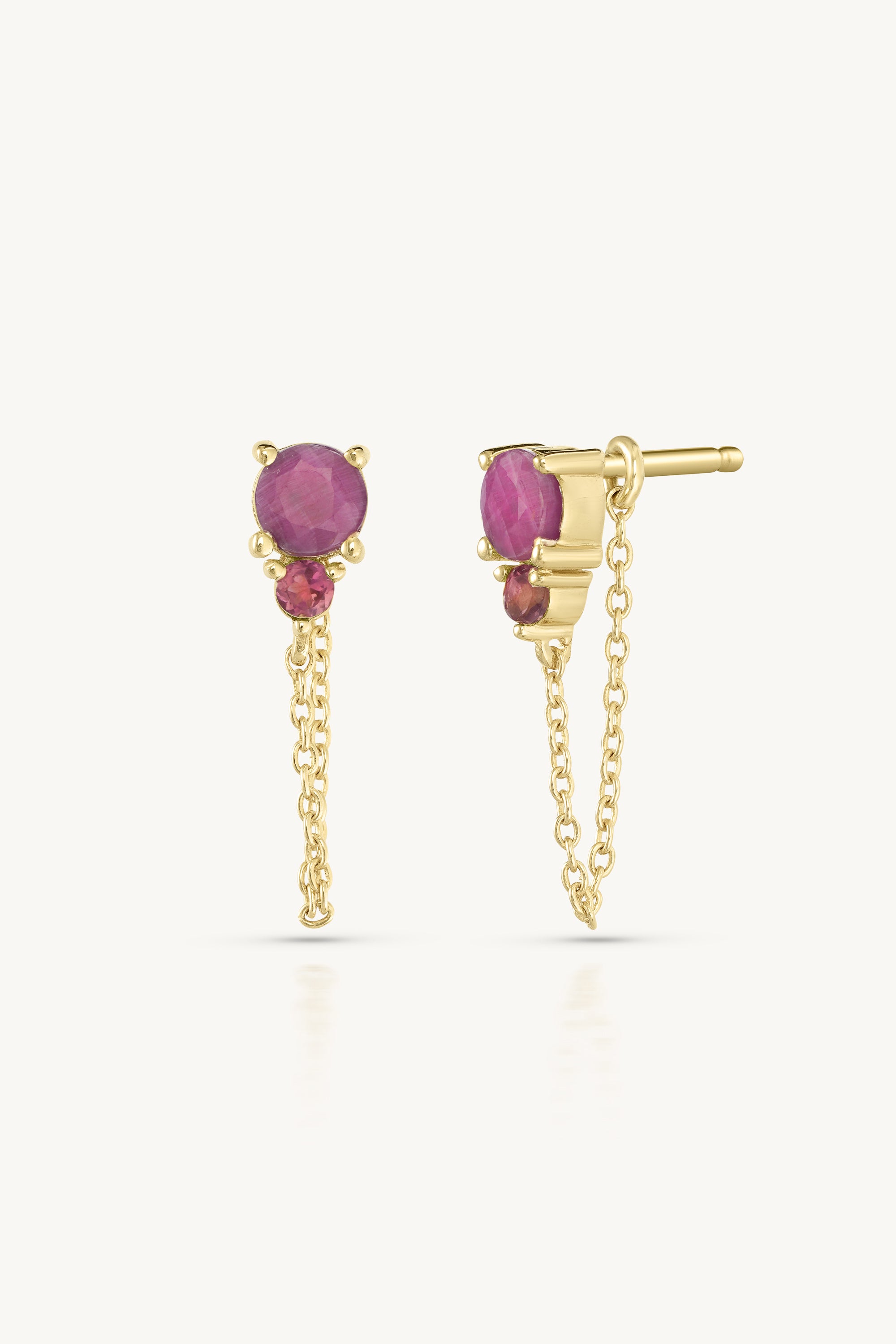 July Ombre Ruby Birthstone 14K Gold Stud Earrings for Women - Perfect Gift for Birthdays, Anniversaries & Special Occasions