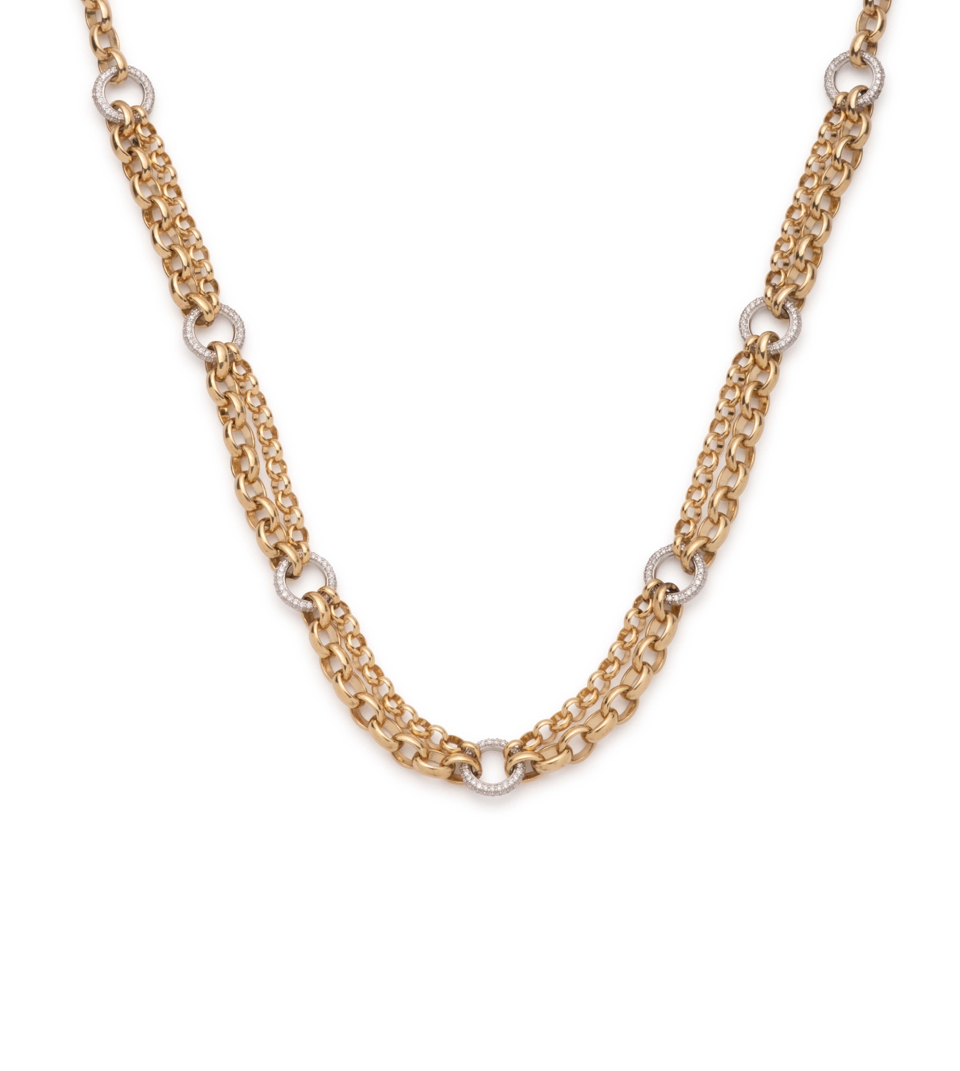 Yellow Gold Festoon Chain Necklace with Pave Diamond Links - Elegant Jewelry for Parties, Weddings & Special Occasions