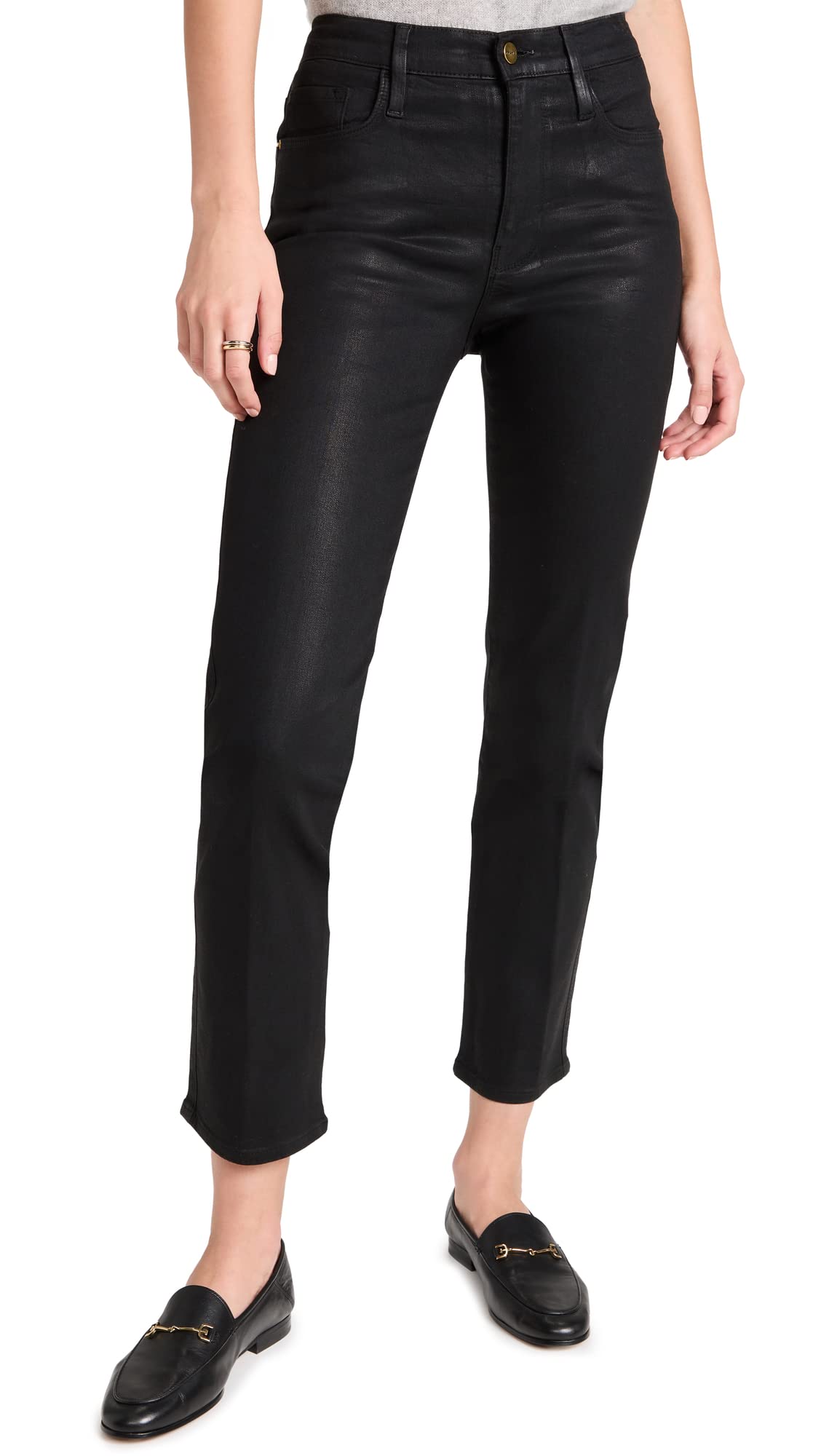 FRAME Women's Le Sylvie High-Rise Coated Skinny Jeans - Stretch Denim Pants for Casual Wear & Night Out