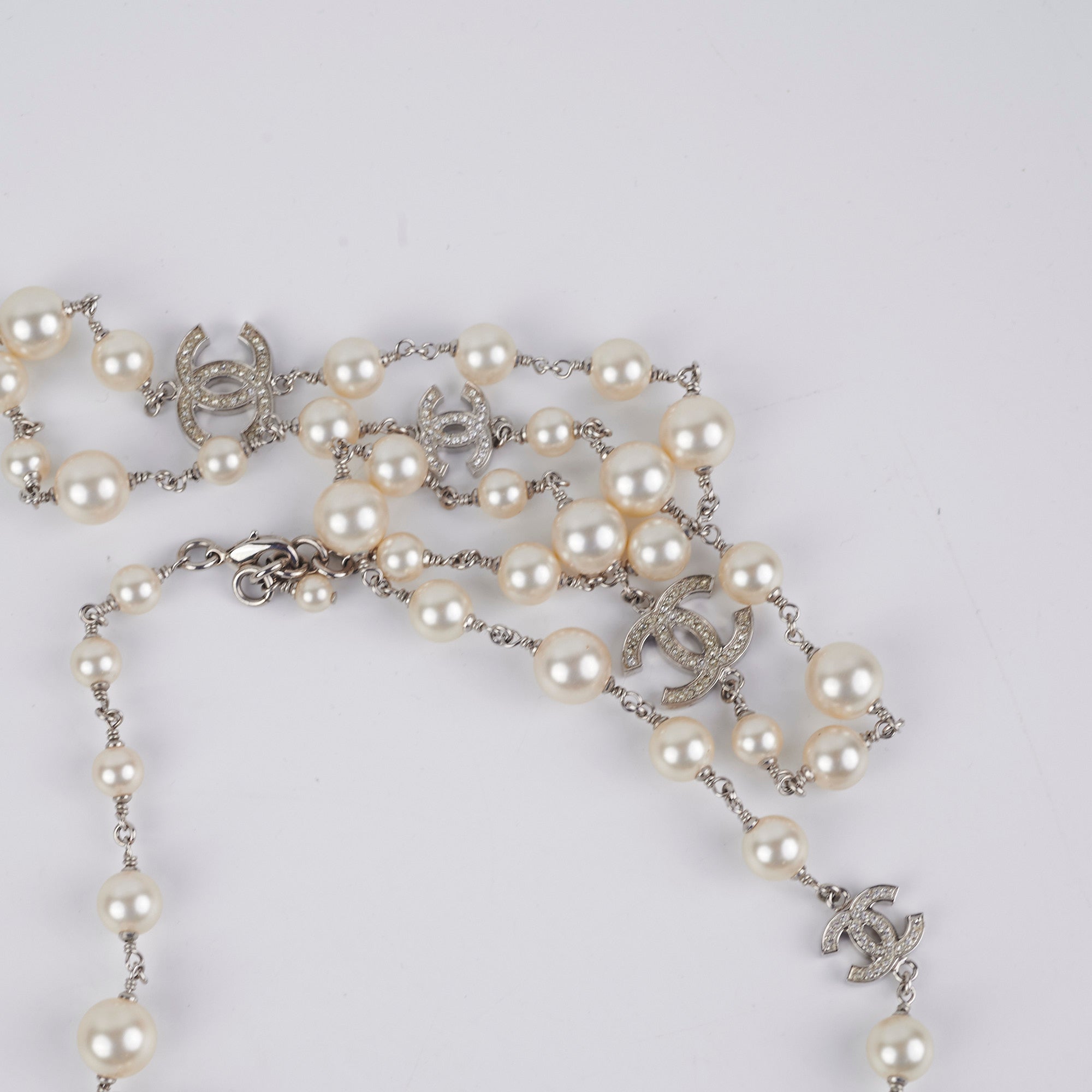Chanel CC Pearls Long Necklace - Elegant Pearl & Logo Pendant for Women | Perfect for Parties, Weddings & Special Occasions