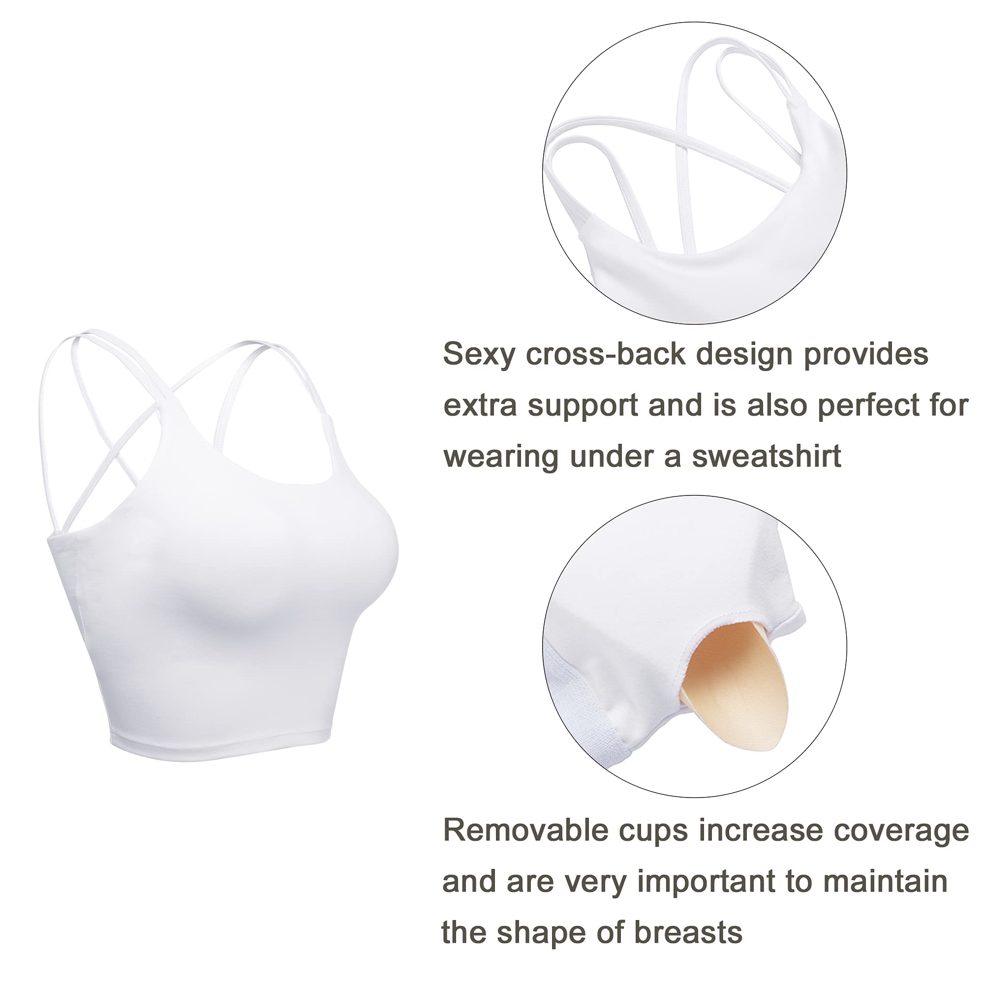 Vorcy Women's Padded Sports Bra - High Support Fitness Workout Running Yoga Camisole Crop Top with Built-in Bra - Perfect for Gym, Running & Activewear
