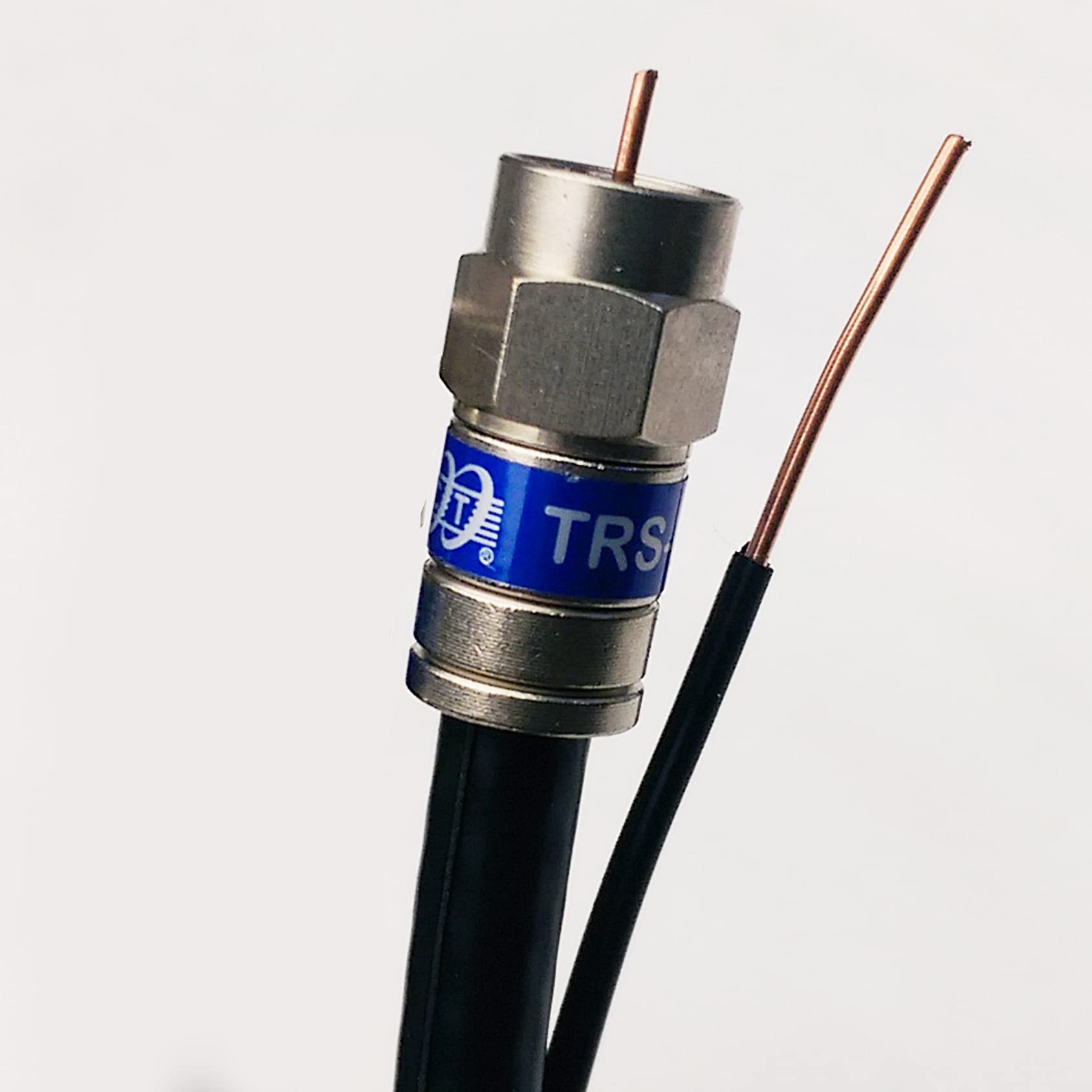 190ft Solid Copper RG6 Direct Burial Underground 18AWG 75 Ohm Coaxial Cable with 17AWG Messenger - All Brass Anti-Corrosion Weatherproof Connectors - UL & ETL Certified - Made in USA - Perfect for Outdoor TV Antenna, Satellite Dish, and CCTV Security System Installations