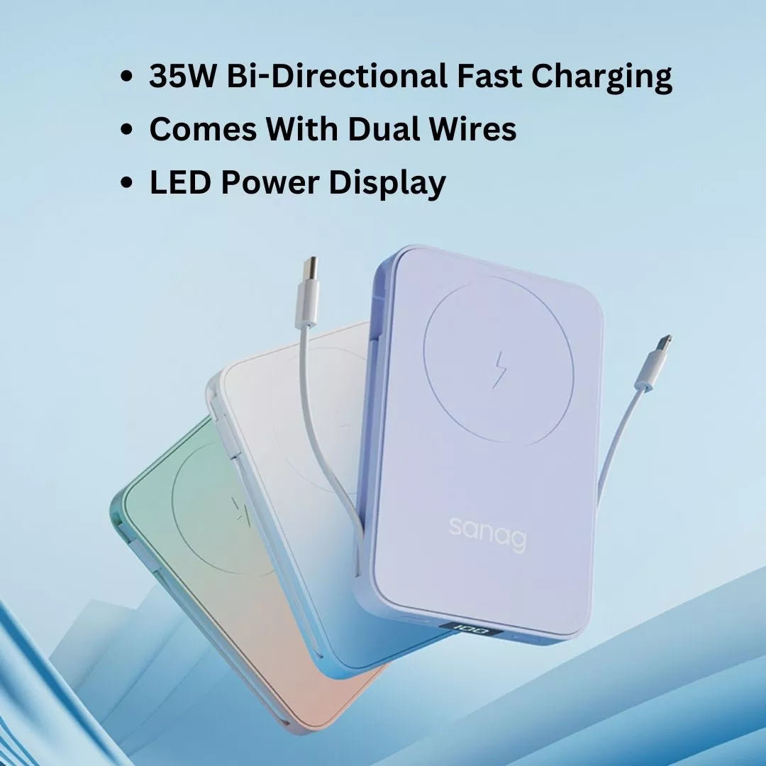 Sanag K68 Magnetic Wireless Fast Charging 10000mAh Portable Power Bank for iPhone 12/13/14/15, Samsung Galaxy - Perfect for Travel, Camping & Emergency Charging