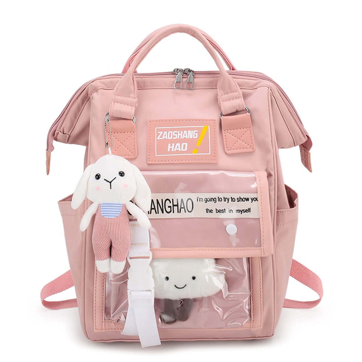 **Kawaii Cute Pink Backpack for School & College - Lightweight Laptop Bookbag with Multiple Pockets, Perfect for Students, Travel & Daily Use**