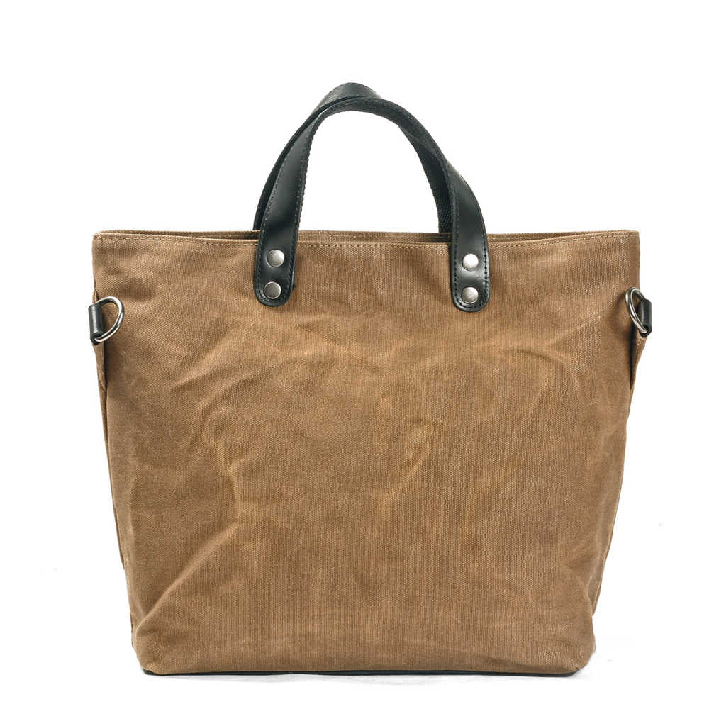 Premium Canvas & Leather Tote Bag for Men - Durable Green & Brown Work Bag - Perfect for Office, Travel & Daily Commute