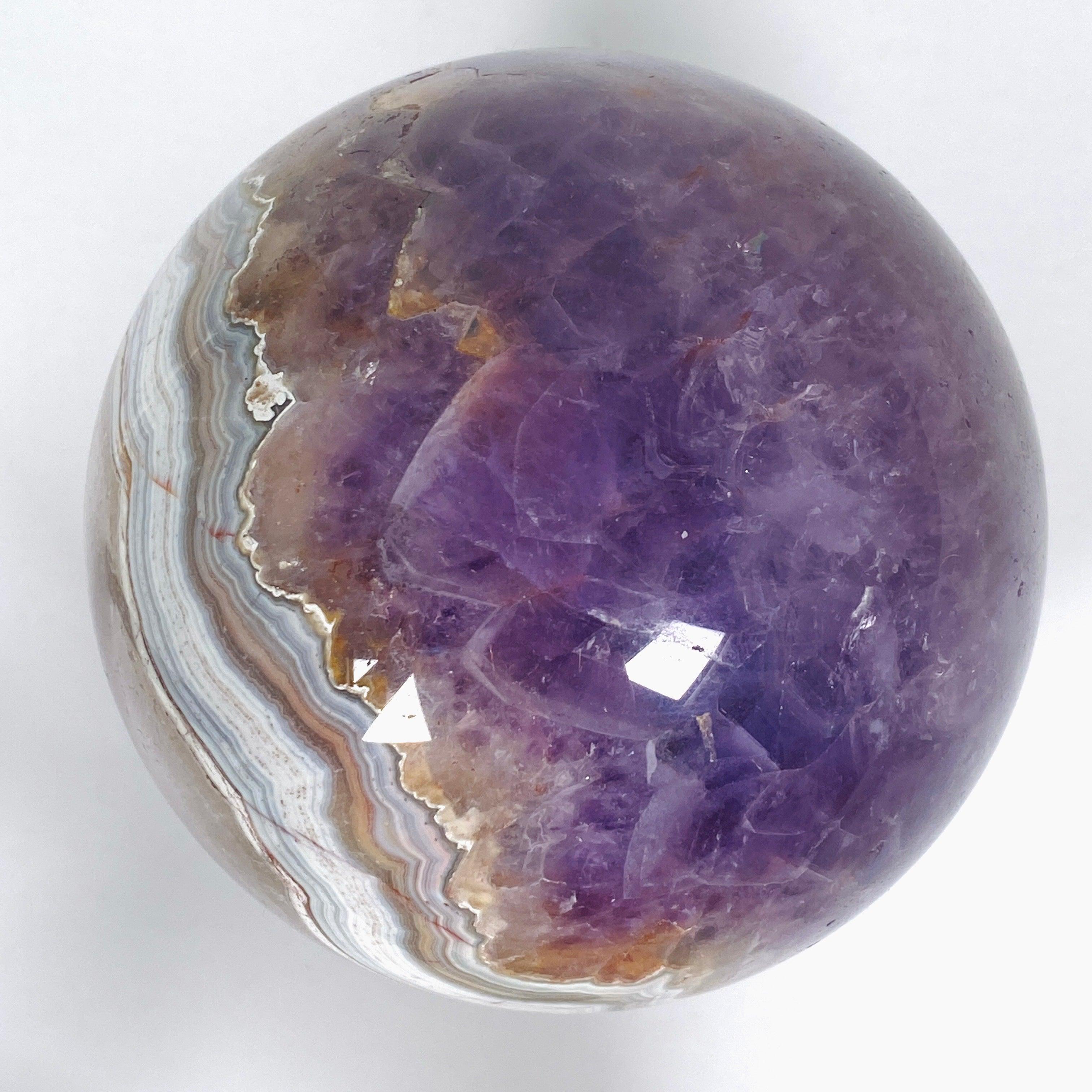 Natural Amethyst Agate Sphere - AMAS 01 Crystal Healing Stone for Meditation, Reiki & Home Decor
