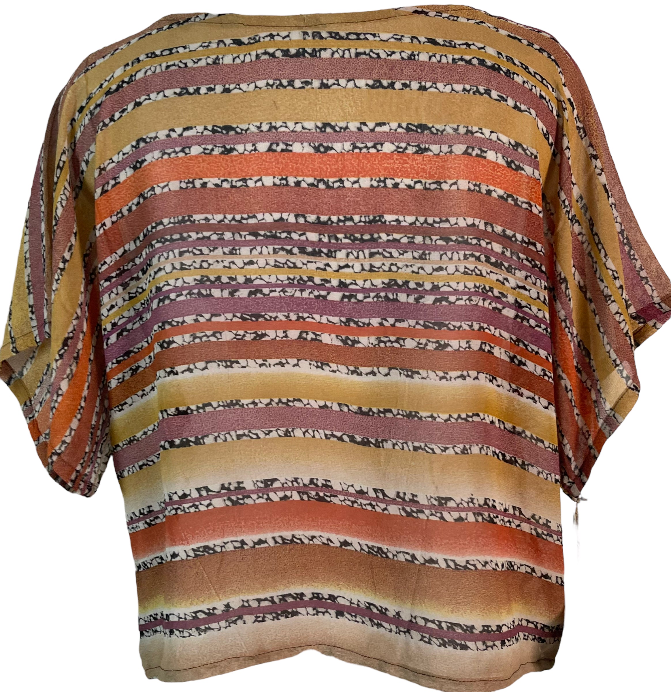 PRG6134 Women's Sheer Avatar Pure Silk Boxy Top - Breathable & Elegant Blouse for Casual Wear, Office, and Evening Outfits