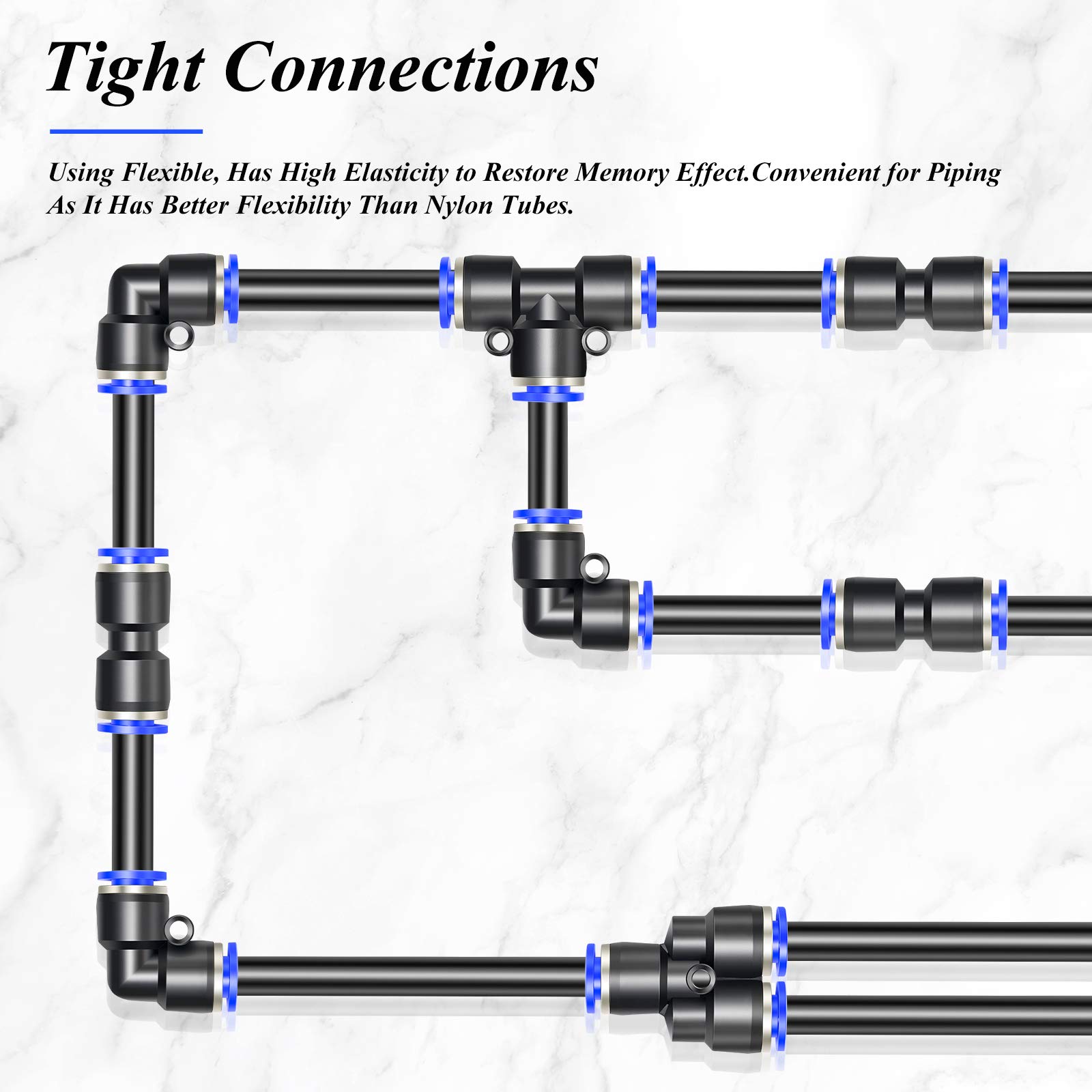 TAILONZ 3/8 Inch OD 10 Meters Black PU Air Hose - High Pressure Pneumatic Tubing for Air Compressors, Paint Spray Guns, Fluid Transfer | Durable & Flexible for DIY, Industrial & Automotive Use