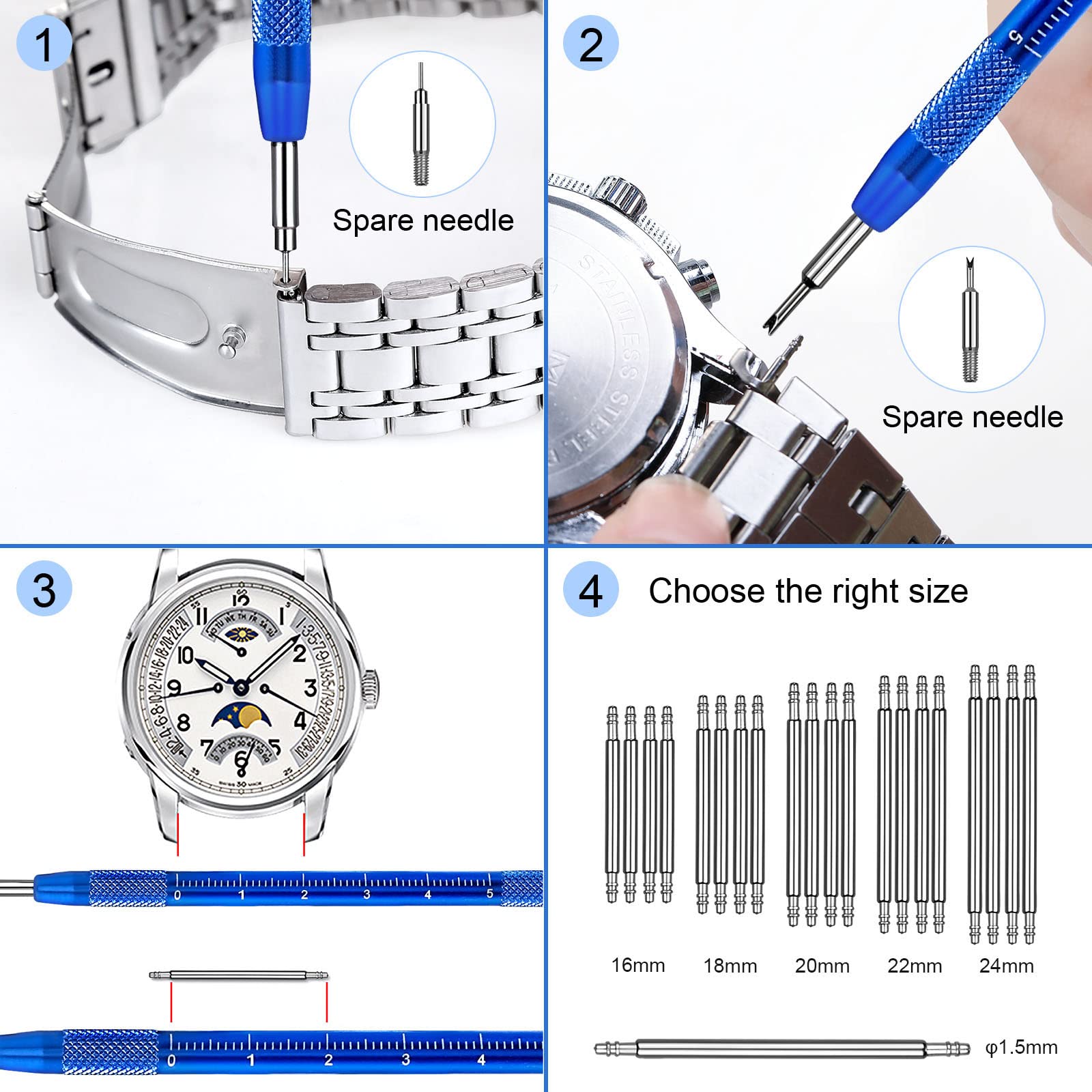JOREST Professional Watch Repair Kit - Watch Battery Replacement, Link Removal & Resizing Tool Set with Opener, Screwdrivers, Wrench Back Remover & Spring Bar Tools | Perfect for DIY Watch Repair, Maintenance & Cleaning at Home