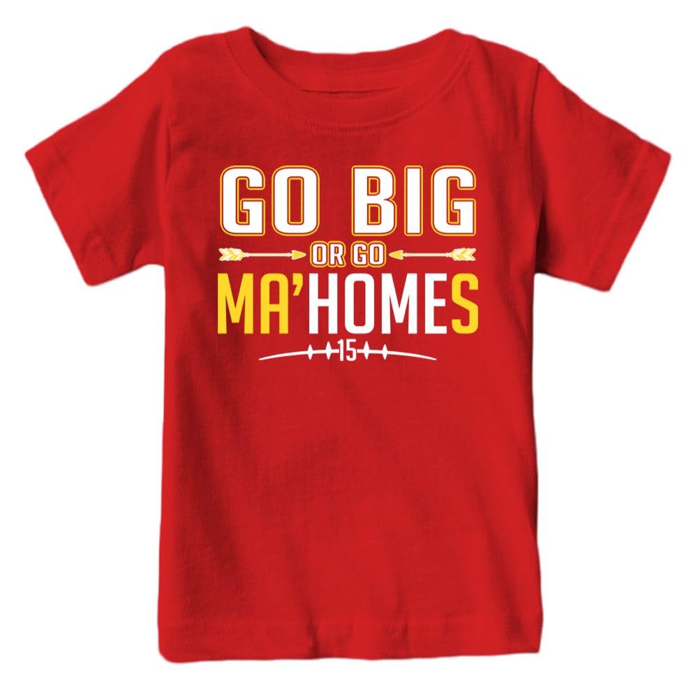 Xtreme Apparel Go Big or Go Mahomes Kids Football T-Shirt - Fun Sports Fan Gift for Boys & Girls - Perfect for Game Day, Birthday Parties & School Events