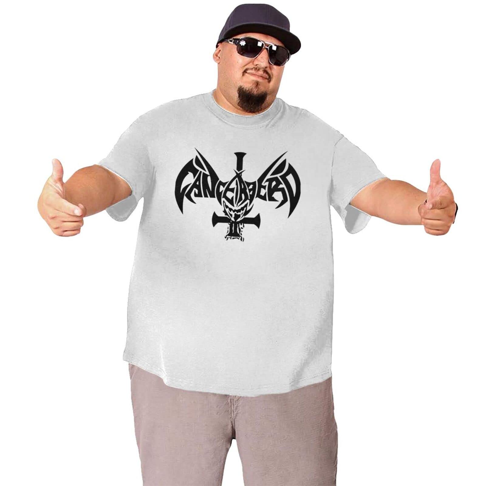Canserbero Logo Oversized Cotton T-Shirt for Men - Big & Tall Short Sleeve Tee in White | Perfect for Casual Wear, Street Style & Hip-Hop Fans