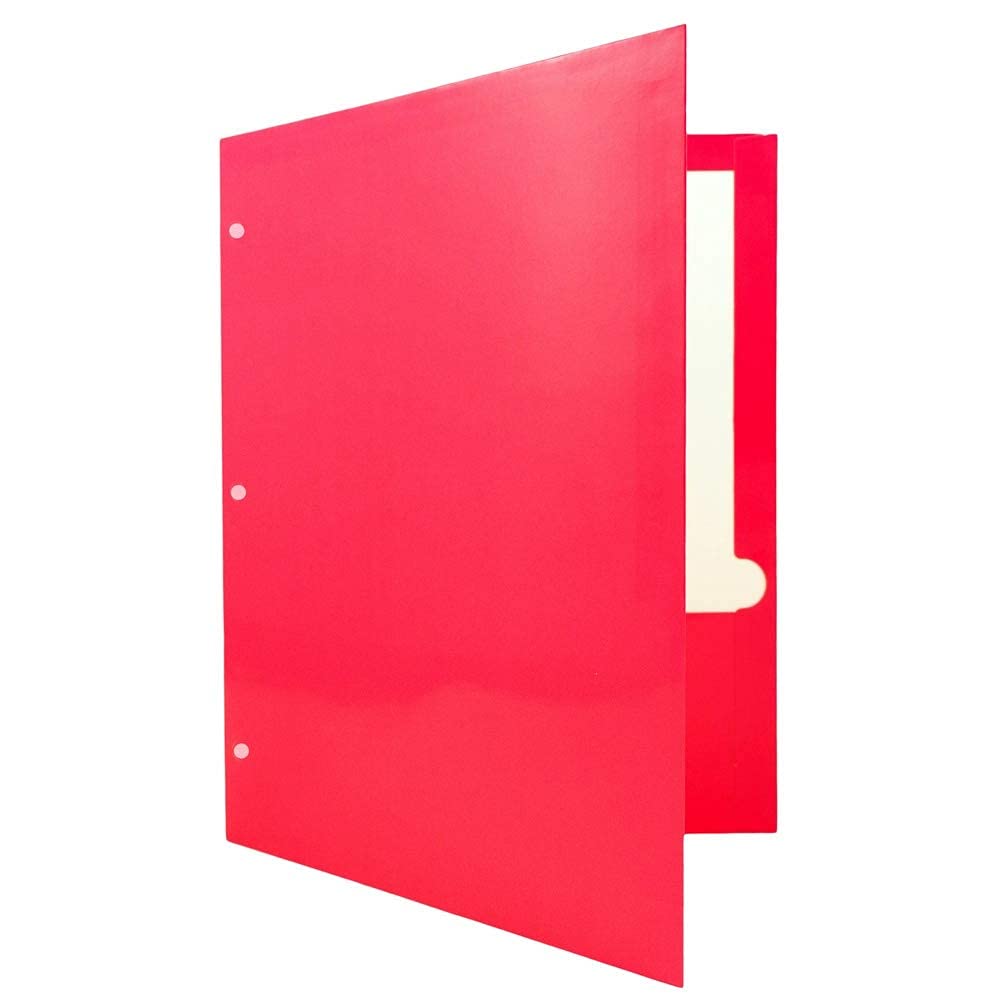 JAM PAPER Glossy 3 Hole Punch School Folders - 6 Pack for Office & Classroom