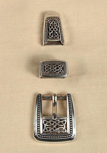 Antique Silver Celtic Knot Buckle Set for Belts, Shoes & Accessories - Vintage Style Decorative Hardware for DIY Crafting & Costume Design