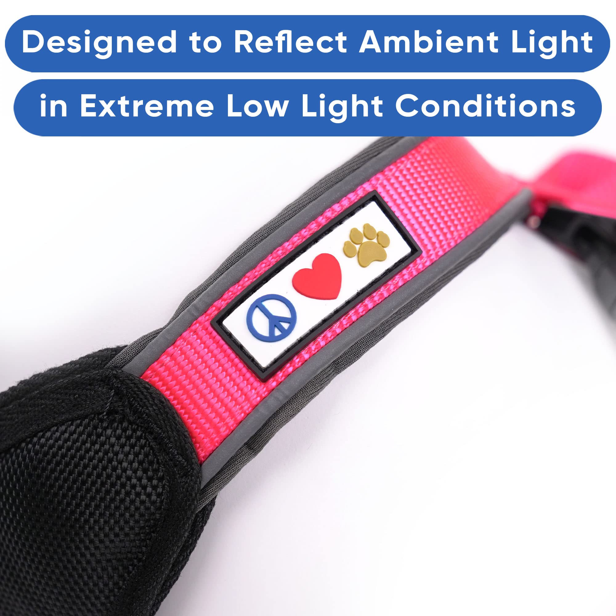 Pawtitas Reflective Padded Dog Harness - Comfortable & Adjustable Pet Vest for Walking, Running & Night Safety - Medium Size Pink Dog Harness for Small to Medium Dogs - Perfect for Outdoor Adventures & Daily Walks