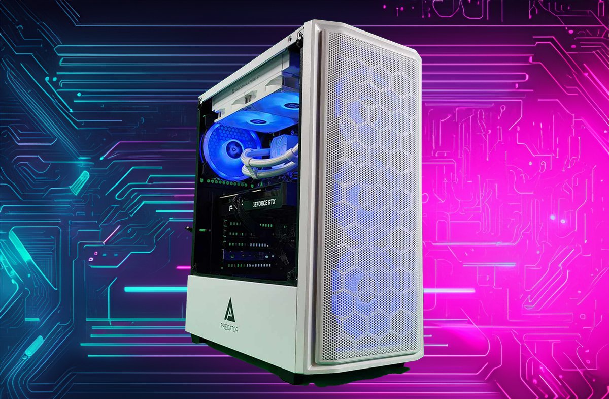 Predator Custom Gaming Desktop PC - AMD Ryzen 5, RTX 4070, 1TB SSD, 16GB DDR4, RGB Lighting, WiFi 6, Windows 11 (White) - Ultimate Gaming & Streaming Setup for Esports & Content Creation
