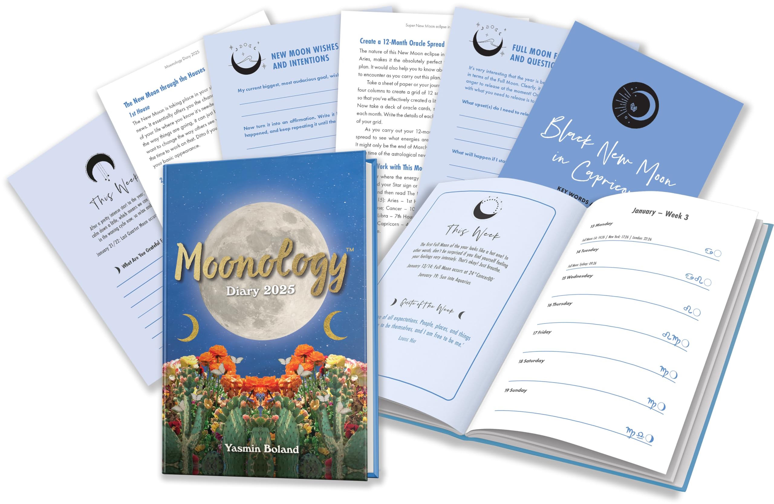 Moonology™ Diary 2025 - Lunar Planner & Astrology Journal for Manifestation, Goal Setting & Moon Phases Tracking | Perfect for Spiritual Growth, Self-Care & Witchcraft Practices
