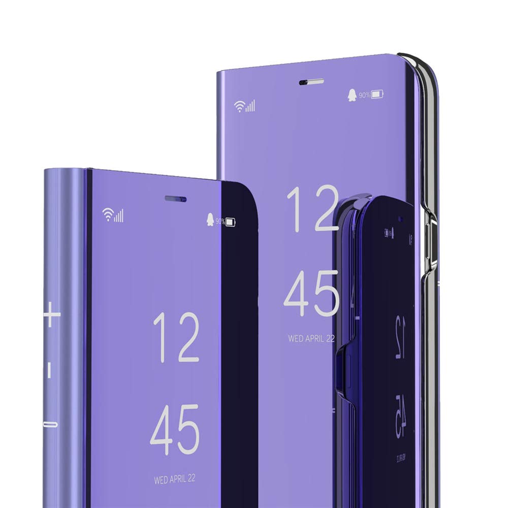 EMAXELER Stylish Mirror Plating Flip Case for Huawei Y6 2019 - Ultra Thin Hard Cover with Anti-Scratch & Shockproof Protection (Purple) - Perfect for Daily Use, Travel, and Style Enhancement