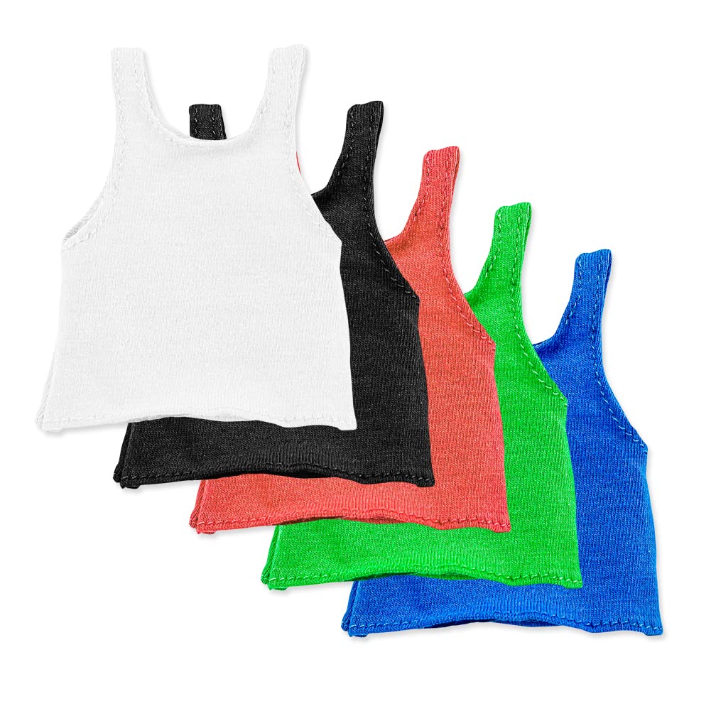 5-Pack White Muscle Shirts for Wrestling Action Figures - Perfect for Toy Photography, Diorama Displays & Collectible Figure Customization