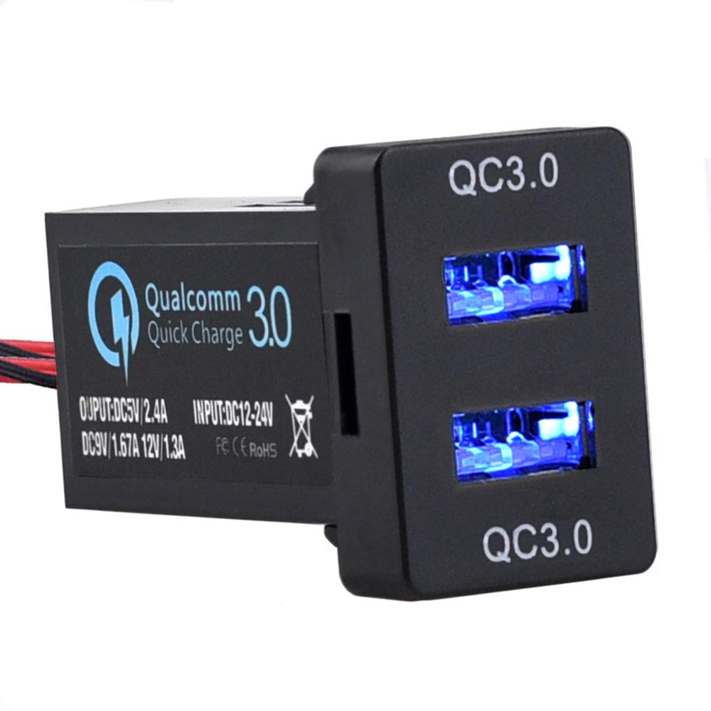 Cllena Quick Charge 3.0 Dual USB Car Charger Adapter for Toyota - Fast Charging for iPhone, Android & More - Perfect for Road Trips & Daily Commutes