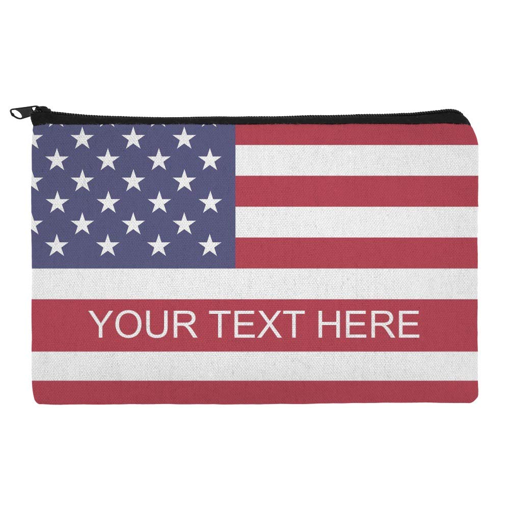 Personalized USA Flag Pencil Pen Organizer - Custom Zipper Pouch Case for School, Office & Travel Supplies | American Patriotic Stationery Gift