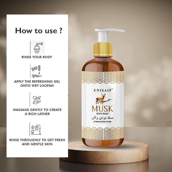 Premium Musk Scented Body Wash for Men - Hydrating & Refreshing Shower Gel for Daily Use - Ideal for Gym, Workout & Post-Sports Cleansing
