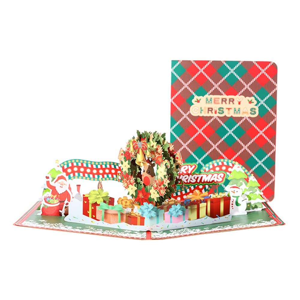 3D Christmas Wreath Greeting Cards - Festive Holiday Gift Set for Home Decor